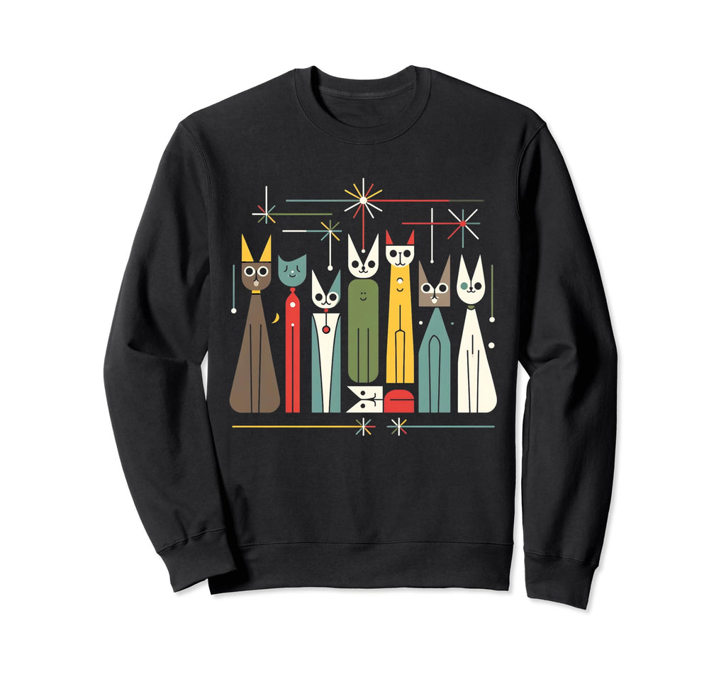 Mid Century Long Neck Cats 50S 60S Sweatshirt - Unique Graphic Men Women - T-Shirt, Sweatshirt, Hoodie