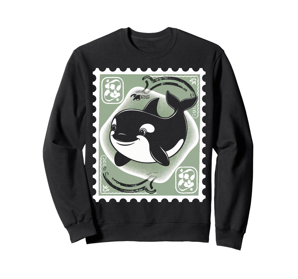 Orca Postage Stamp Animal Sweatshirt - Aesthetic Graphic Men Women - T-Shirt, Sweatshirt, Hoodie