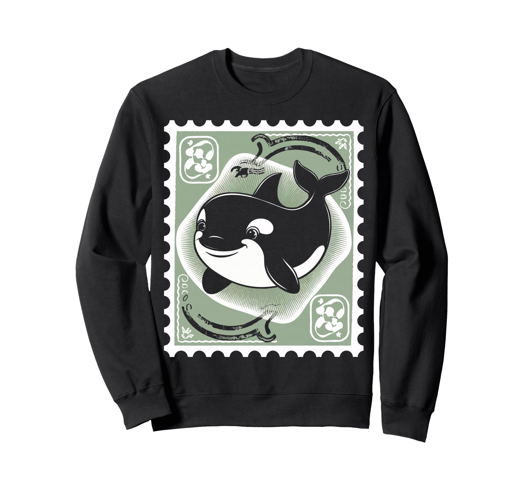 Orca Postage Stamp Animal Sweatshirt - Aesthetic Graphic Men Women - T-Shirt, Sweatshirt, Hoodie