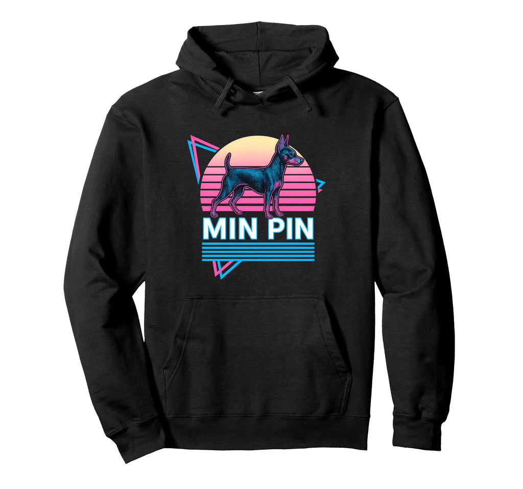 Miniature Pinscher Synthwave Aesthetic Dog Hoodie - Graphic Print Men Women - T-Shirt, Sweatshirt, Hoodie