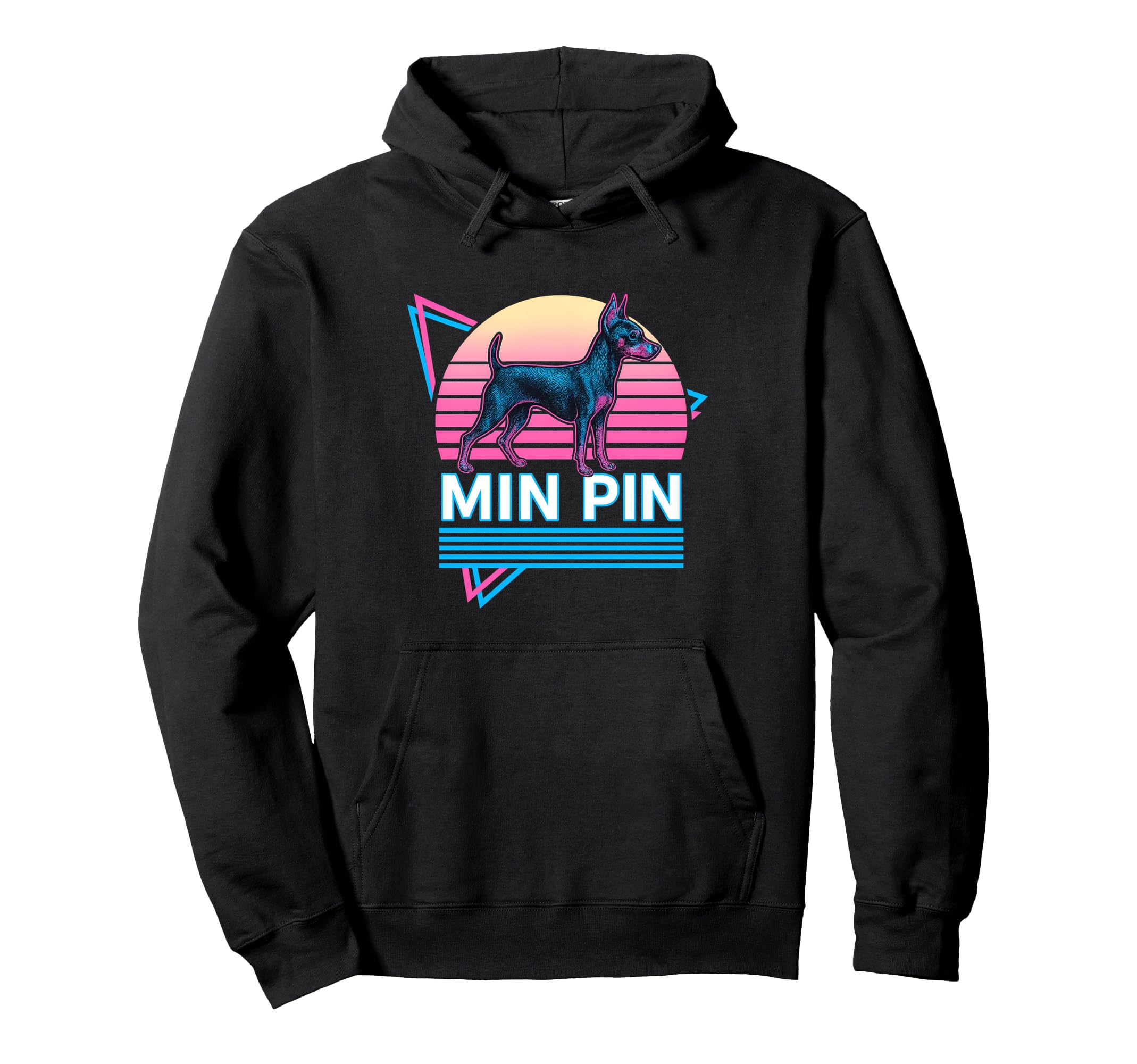 Miniature Pinscher Synthwave Aesthetic Dog Hoodie - Graphic Print Men Women - T-Shirt, Sweatshirt, Hoodie