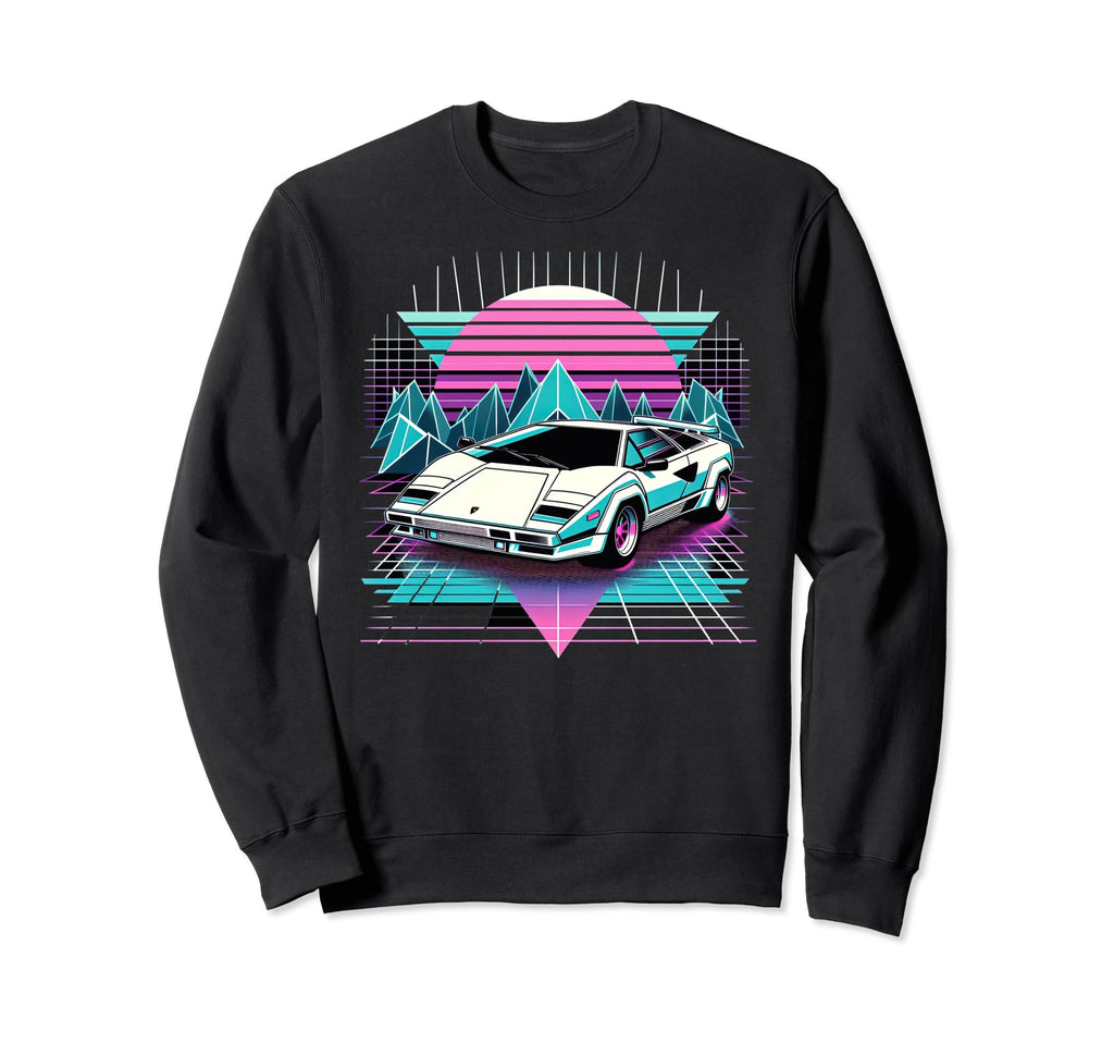Synthwave Retrowave 80S Sports Car Sweatshirt - Graphic Print Unisex - T-Shirt, Sweatshirt, Hoodie