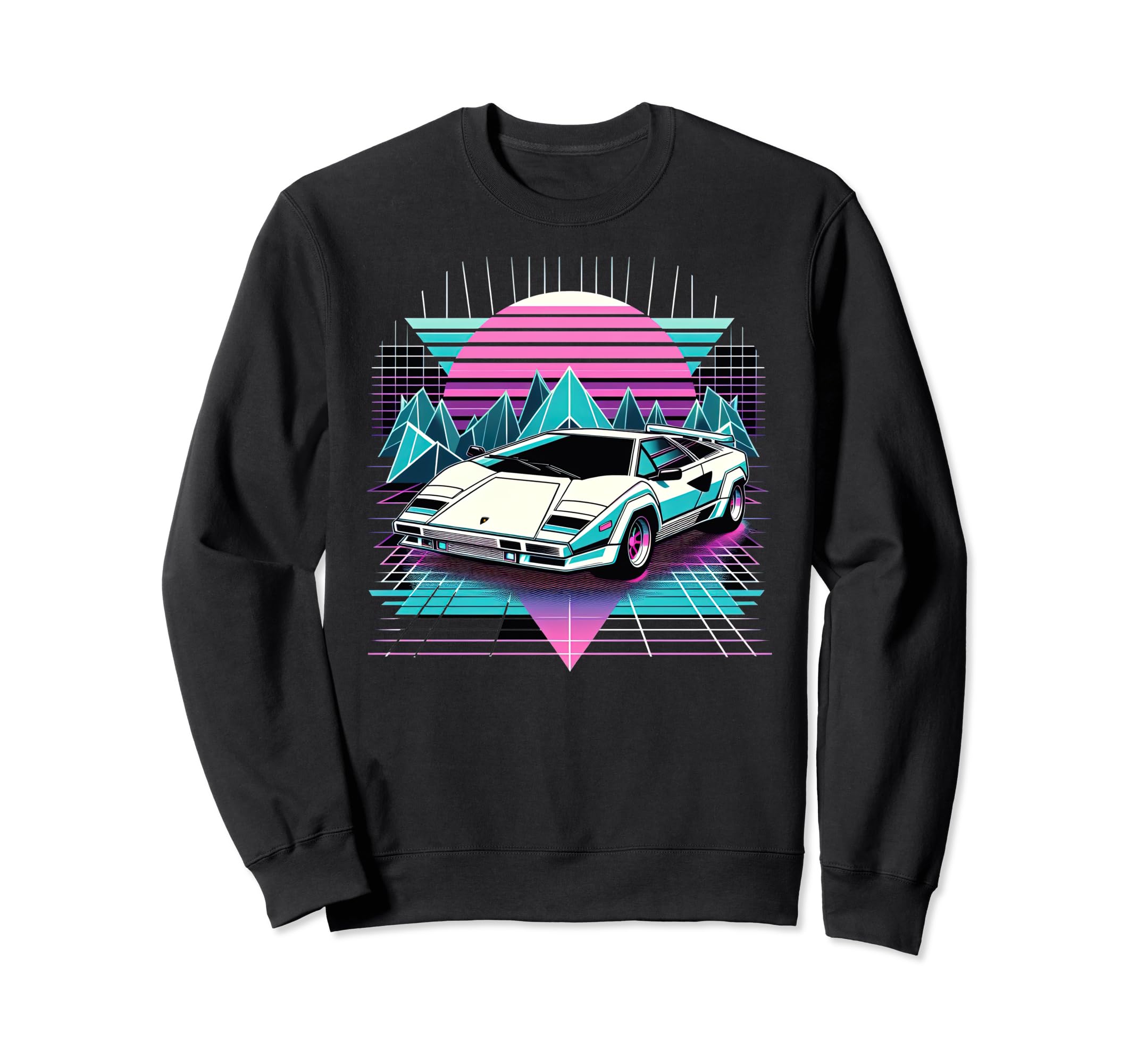 Synthwave Retrowave 80S Sports Car Sweatshirt - Graphic Print Unisex - T-Shirt, Sweatshirt, Hoodie