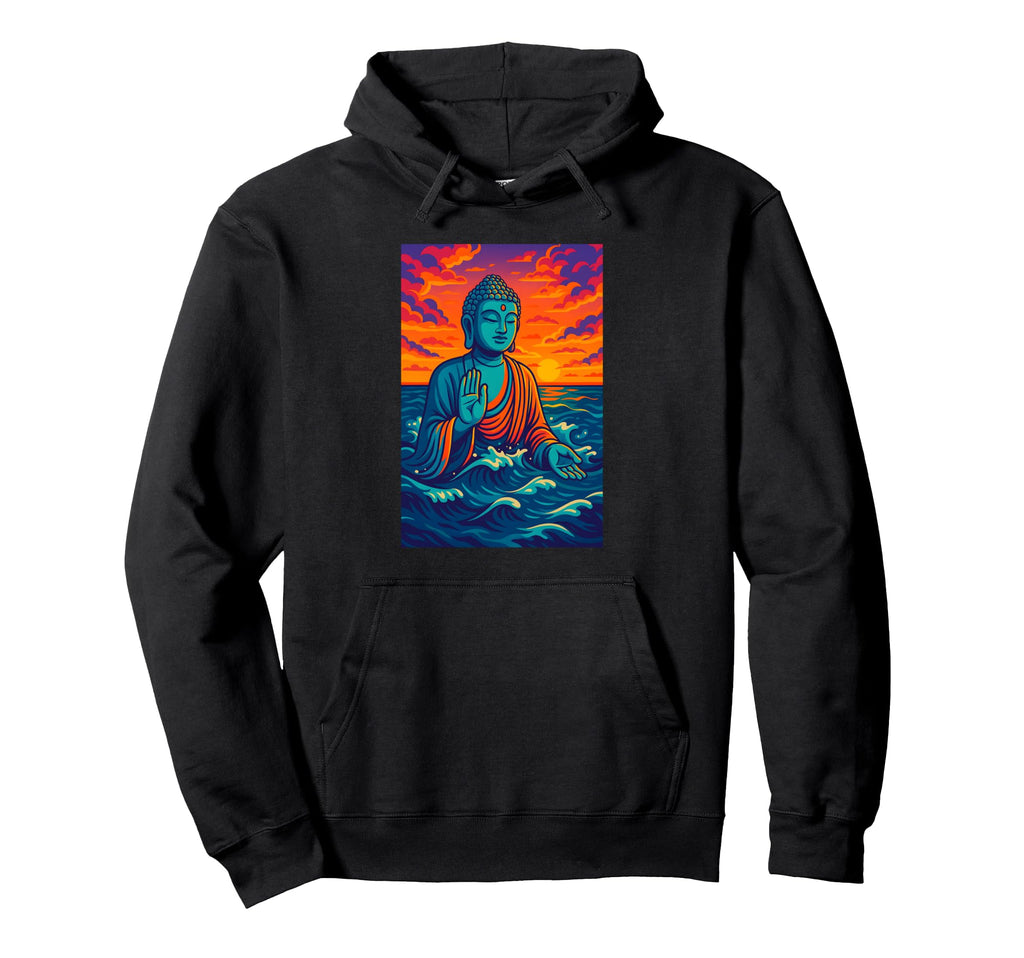 Buddha Sunset Art Spiritual Ocean Hoodie - Novelty Apparel for Adults - T-Shirt, Sweatshirt, Hoodie