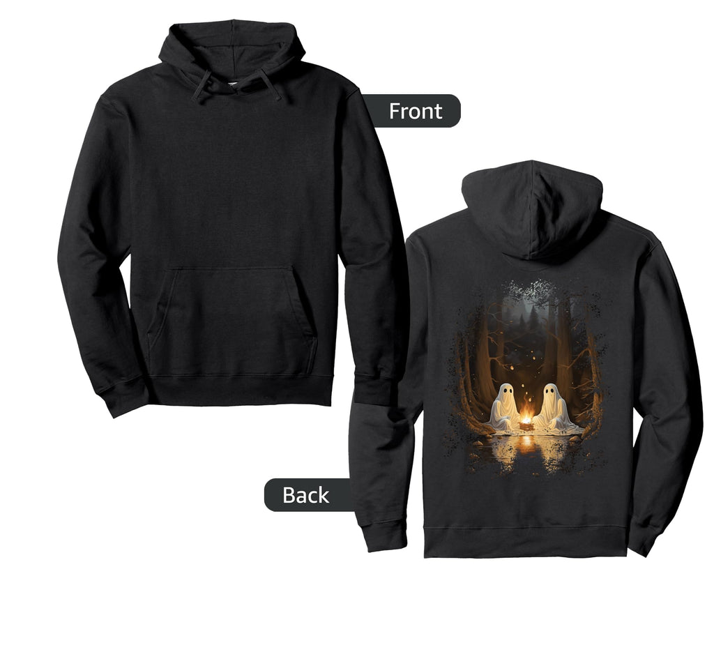 Ghost Campfire Camping Gothic Hoodie - Minimalist Print for Adults - T-Shirt, Sweatshirt, Hoodie
