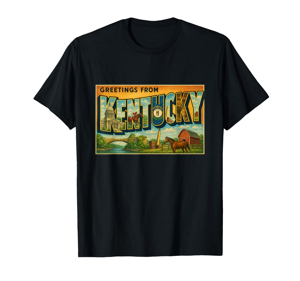 Kentucky 50S Letters Travel Art T-Shirt - Fun Novelty Design Unisex - T-Shirt, Sweatshirt, Hoodie