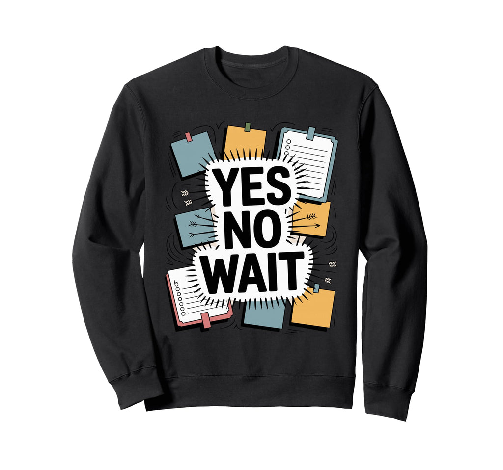 Yes No Wait Funny Indecisive Sweatshirt - Minimalist Print Unisex - T-Shirt, Sweatshirt, Hoodie