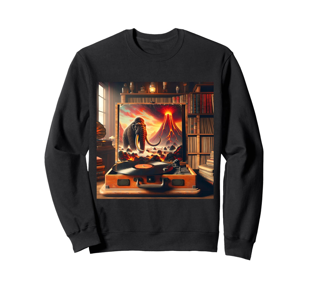 Fantasy Mammoth Vinyl Player Sweatshirt - Unique Graphic Unisex - T-Shirt, Sweatshirt, Hoodie