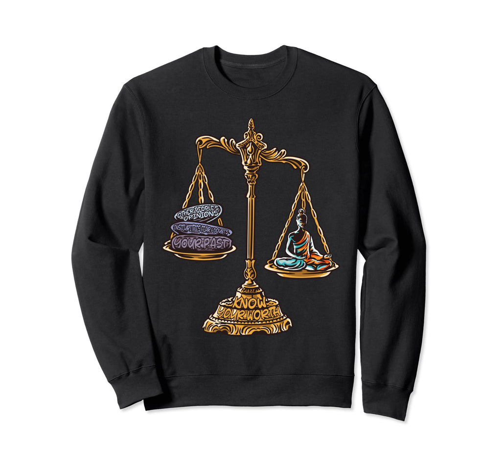 Mindfulness Meditation Knows Worth Sweatshirt - Graphic Print for Adults - T-Shirt, Sweatshirt, Hoodie