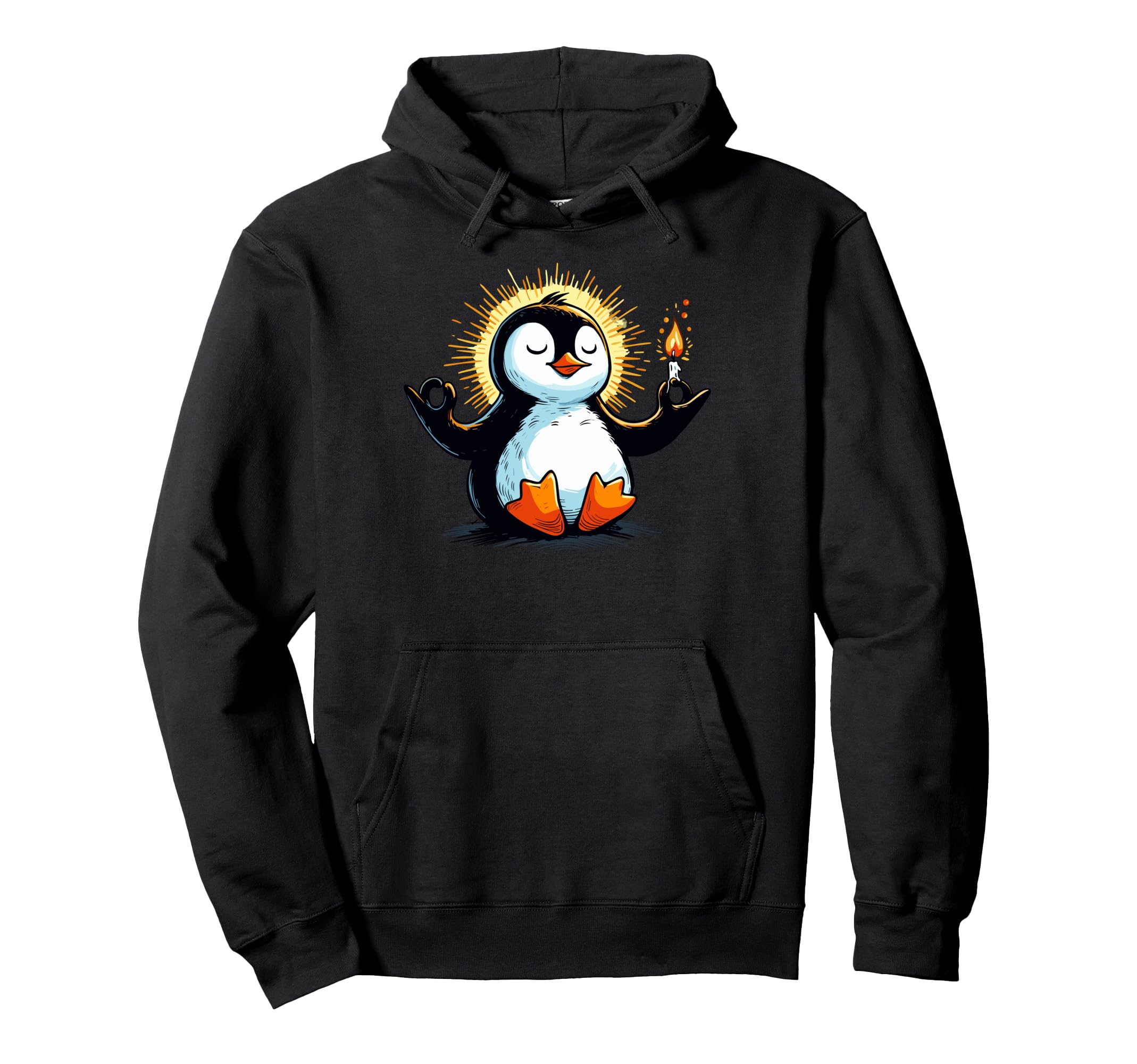 Meditation Penguin Yoga Pose Relaxing Hoodie - Minimalist Print for Adults - T-Shirt, Sweatshirt, Hoodie