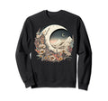 Floral Moon And Mountain Aesthetic Sweatshirt - Custom Art Print Unisex - T-Shirt, Sweatshirt, Hoodie