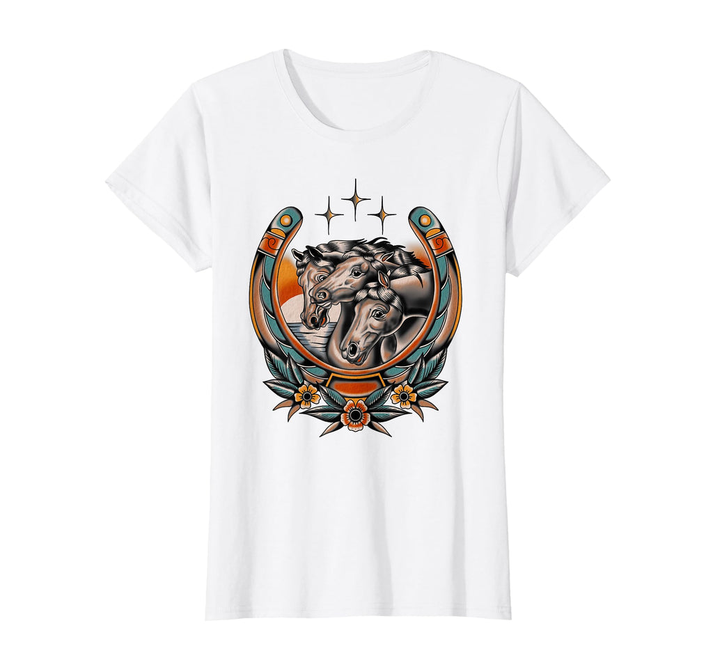 Pharaohs Horses Traditional Tattoo T-Shirt - Minimalist Print for Adults - T-Shirt, Sweatshirt, Hoodie