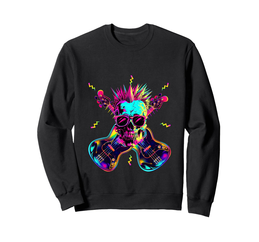 Streetwear Synthwave 80S 90S Skull Rock Sweatshirt - Unique Graphic Unisex - T-Shirt, Sweatshirt, Hoodie