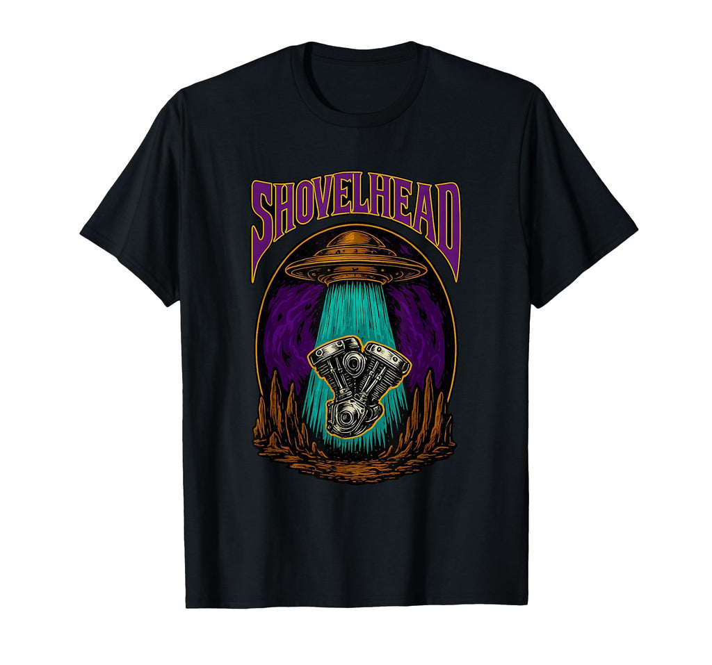 Chopper Engine Custom Ufo Motorcycle T-Shirt - Casual Everyday Wear Unisex - T-Shirt, Sweatshirt, Hoodie