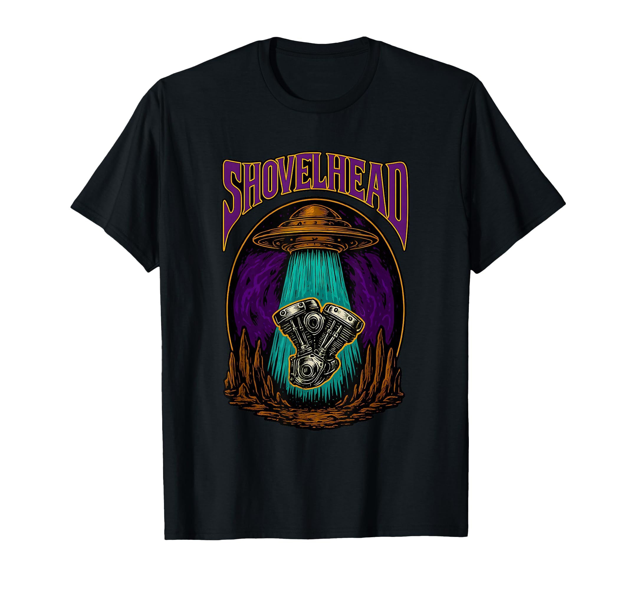 Chopper Engine Custom Ufo Motorcycle T-Shirt - Casual Everyday Wear Unisex - T-Shirt, Sweatshirt, Hoodie