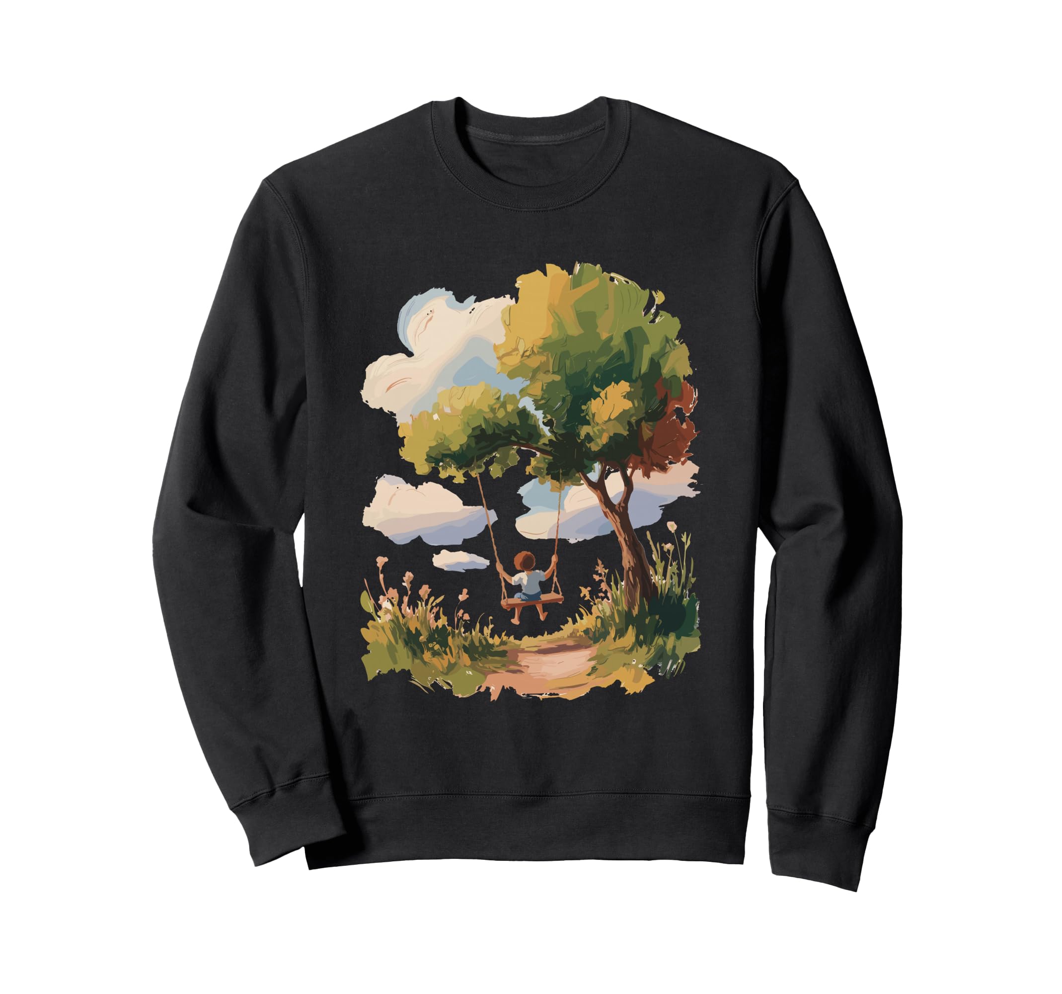 Romantic Garden Swing Art Scene Sweatshirt - Trendy Graphic Men Women - T-Shirt, Sweatshirt, Hoodie