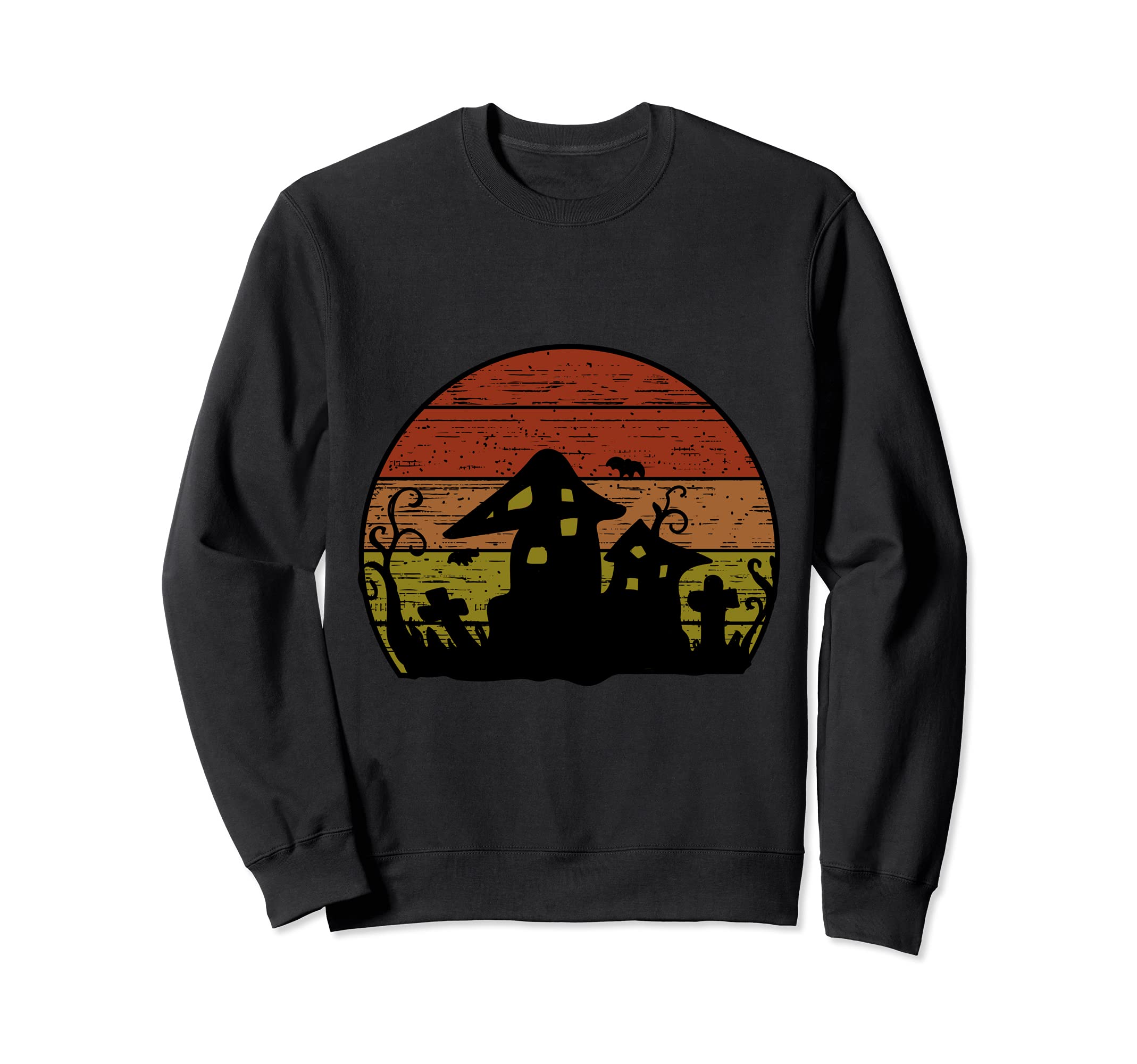 Halloween House Graveyard Sunset Sweatshirt - Novelty Apparel Men Women - T-Shirt, Sweatshirt, Hoodie
