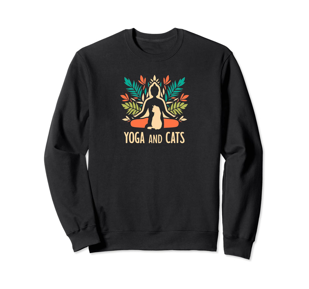 Zen Cat Meditation Mindfulness Yoga Sweatshirt - Unique Graphic Men Women - T-Shirt, Sweatshirt, Hoodie