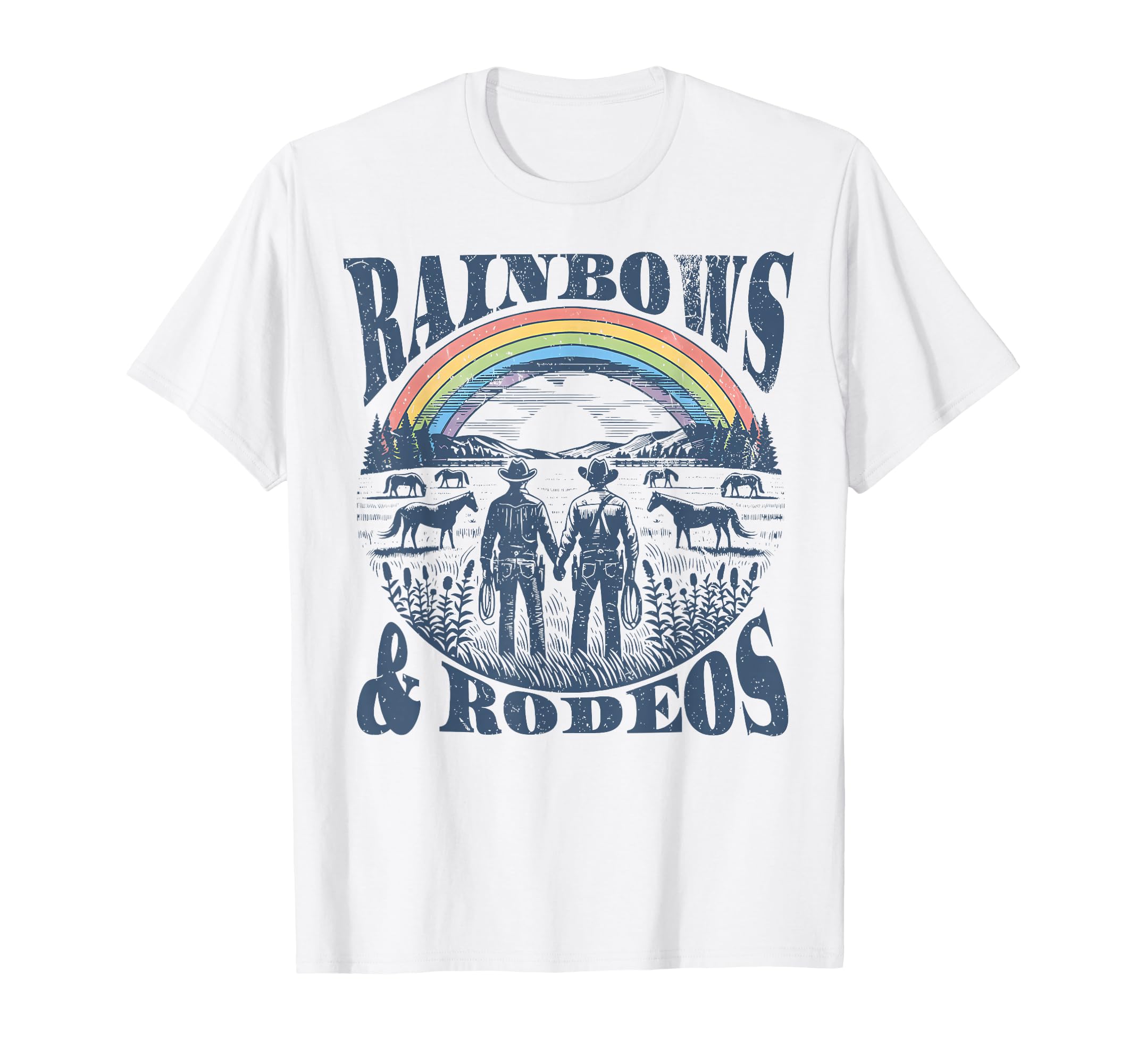 Rainbows Rodeos Western Gay Cowboy T-Shirt - Aesthetic Graphic Unisex - T-Shirt, Sweatshirt, Hoodie