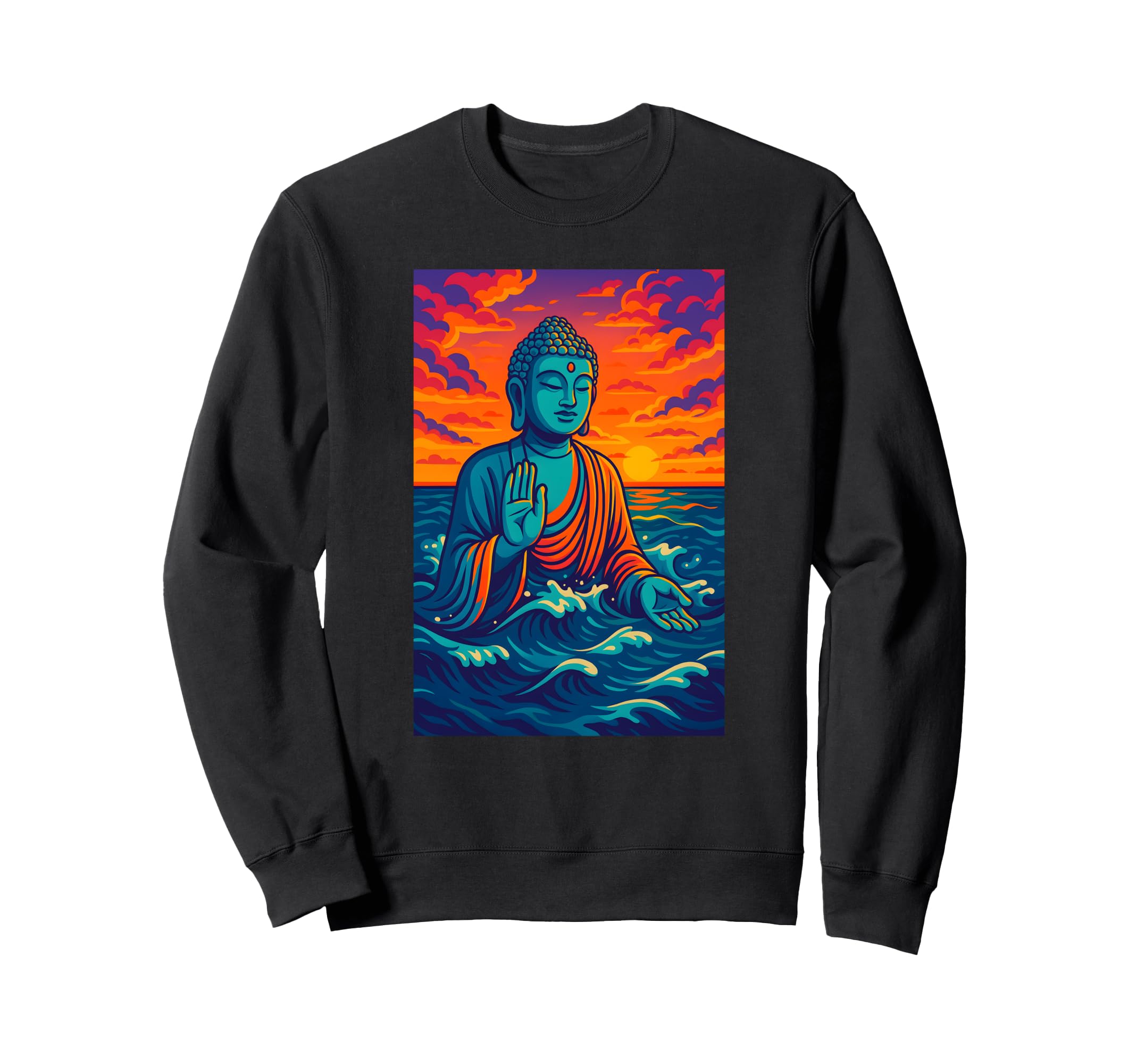 Buddha Sunset Art Spiritual Ocean Sweatshirt - Casual Everyday Wear Unisex - T-Shirt, Sweatshirt, Hoodie
