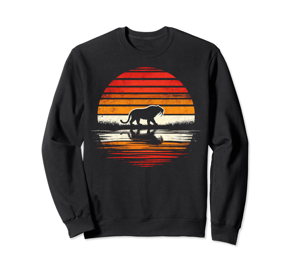 Saber Toothed Tiger Sunset Safari Sweatshirt - Custom Art Print Men Women - T-Shirt, Sweatshirt, Hoodie