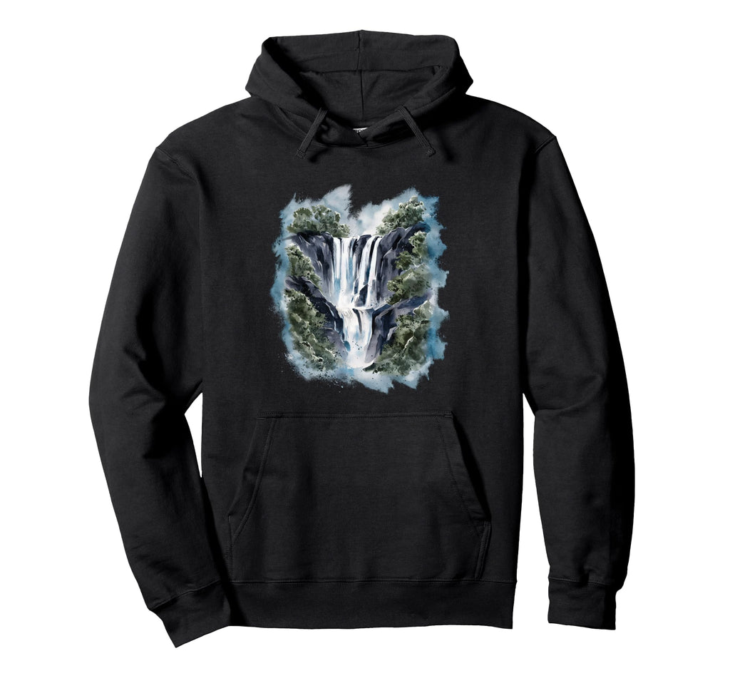 Watercolor Cascading Waterfall And Hoodie - Novelty Apparel Men Women - T-Shirt, Sweatshirt, Hoodie