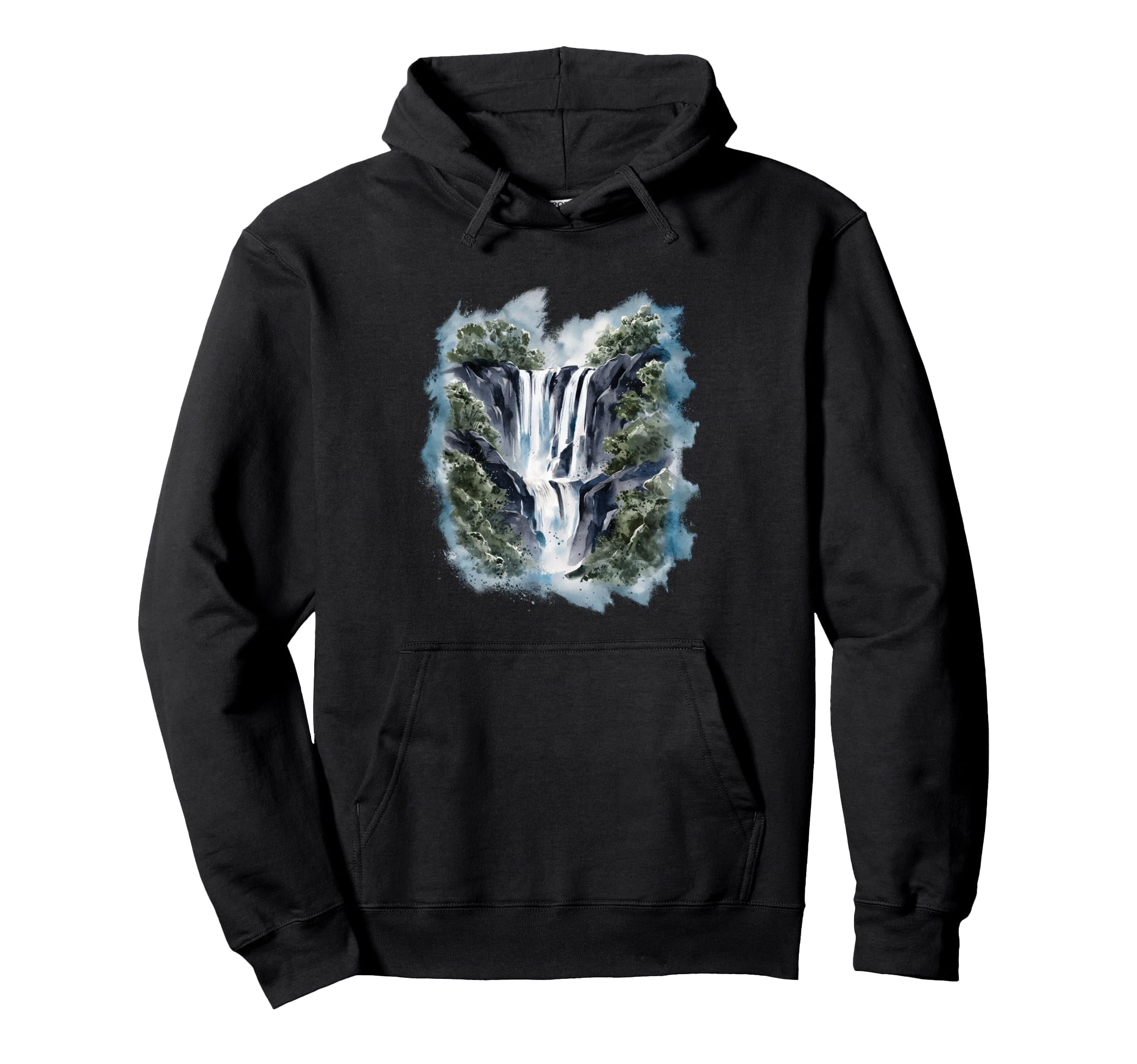 Watercolor Cascading Waterfall And Hoodie - Novelty Apparel Men Women - T-Shirt, Sweatshirt, Hoodie