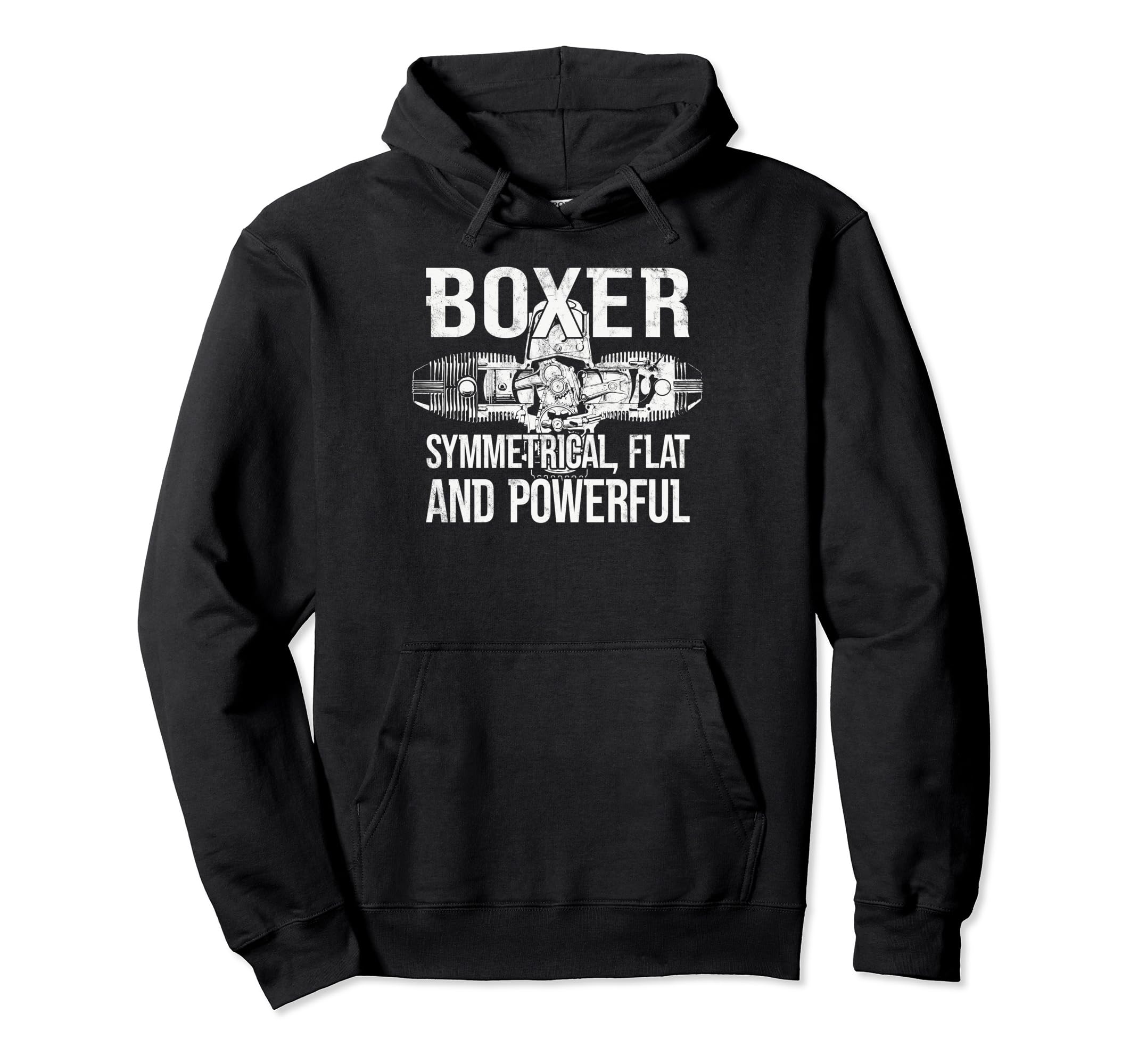 Boxer Symmetrical Flat Powerful Motorbike Hoodie - Minimalist Print Unisex - T-Shirt, Sweatshirt, Hoodie