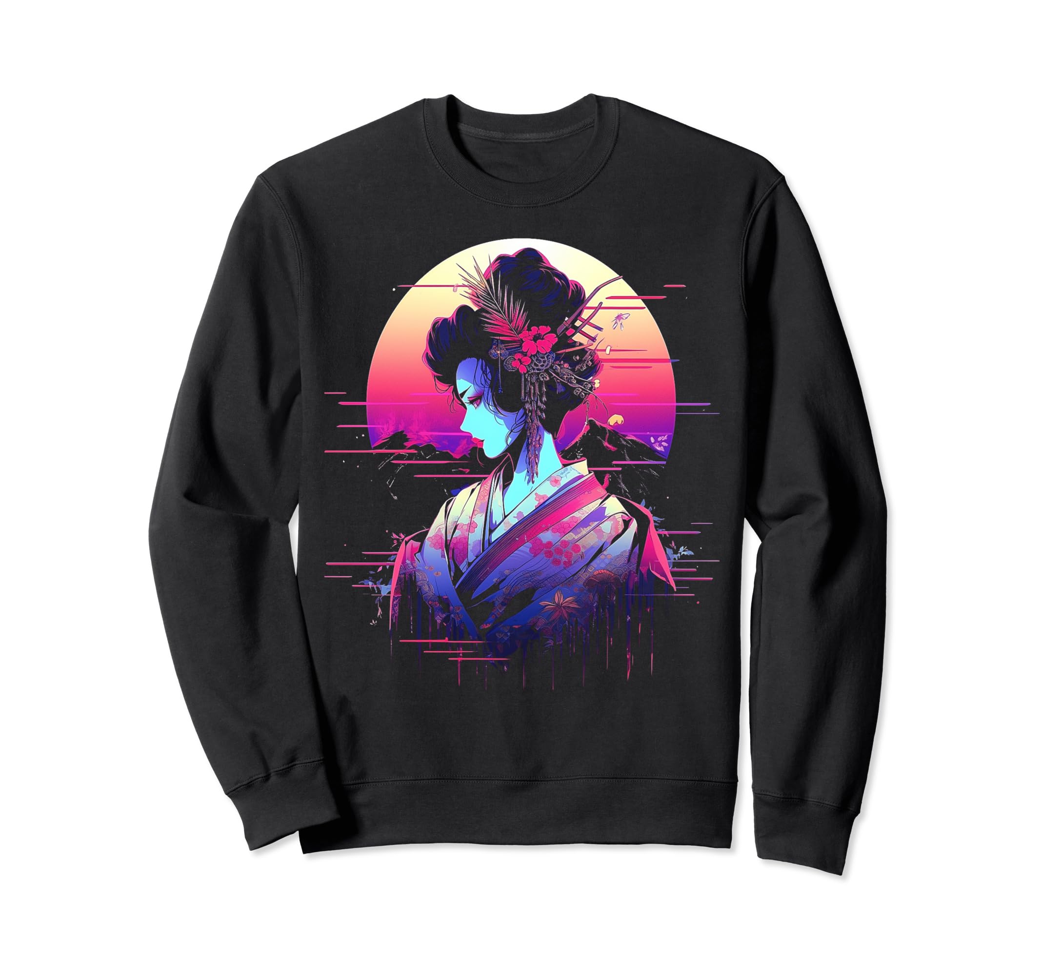 Vaporwave Geisha 80S Synthwave 6 Sweatshirt - Streetwear Style for Adults - T-Shirt, Sweatshirt, Hoodie