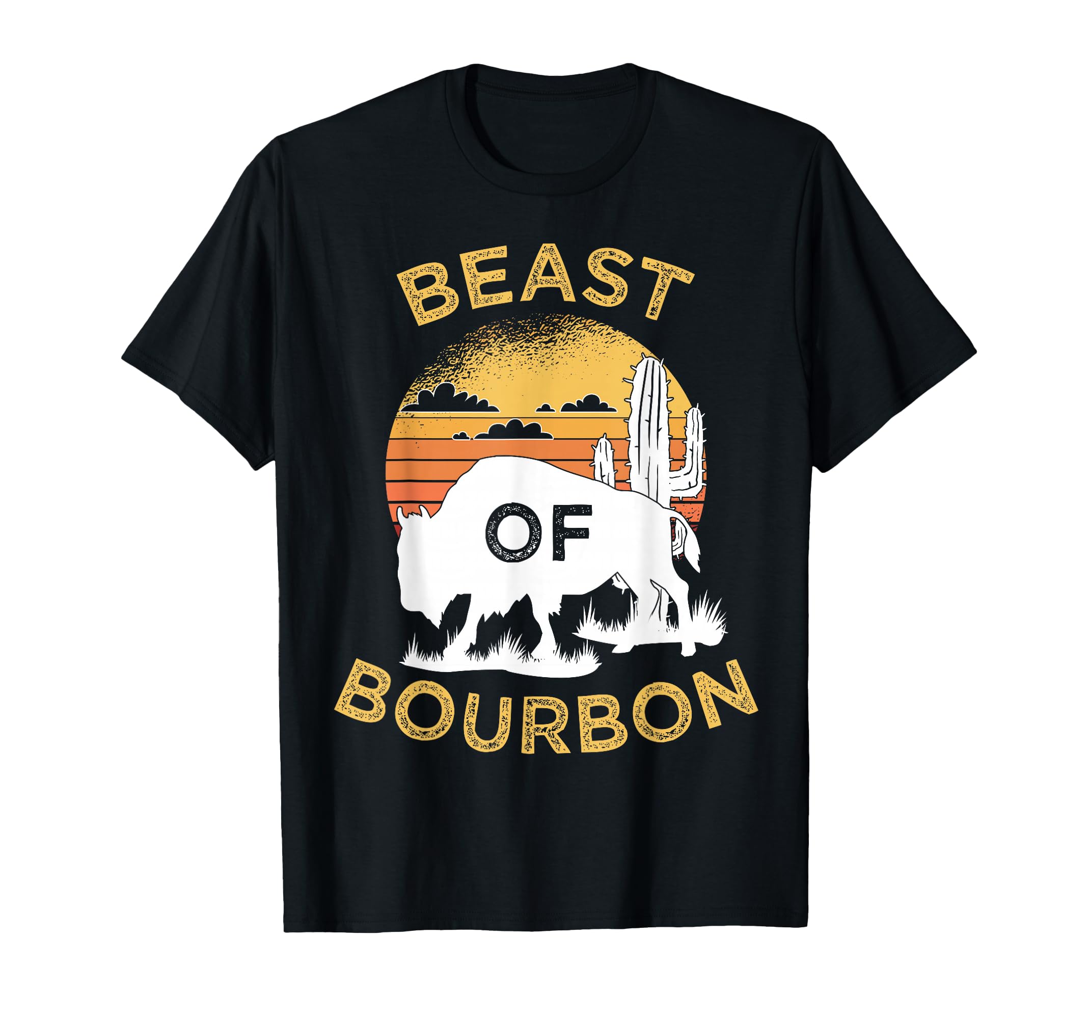 Funny Sunset Bison Beast Bourbon T-Shirt - Custom Art Print Men Women - T-Shirt, Sweatshirt, Hoodie