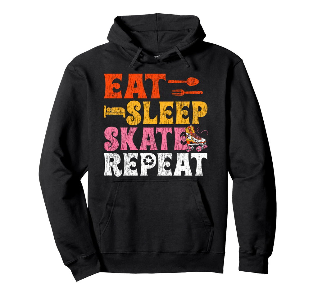 Roller Skating Skate 1970S Eat Sleep Hoodie - Unique Graphic Men Women - T-Shirt, Sweatshirt, Hoodie