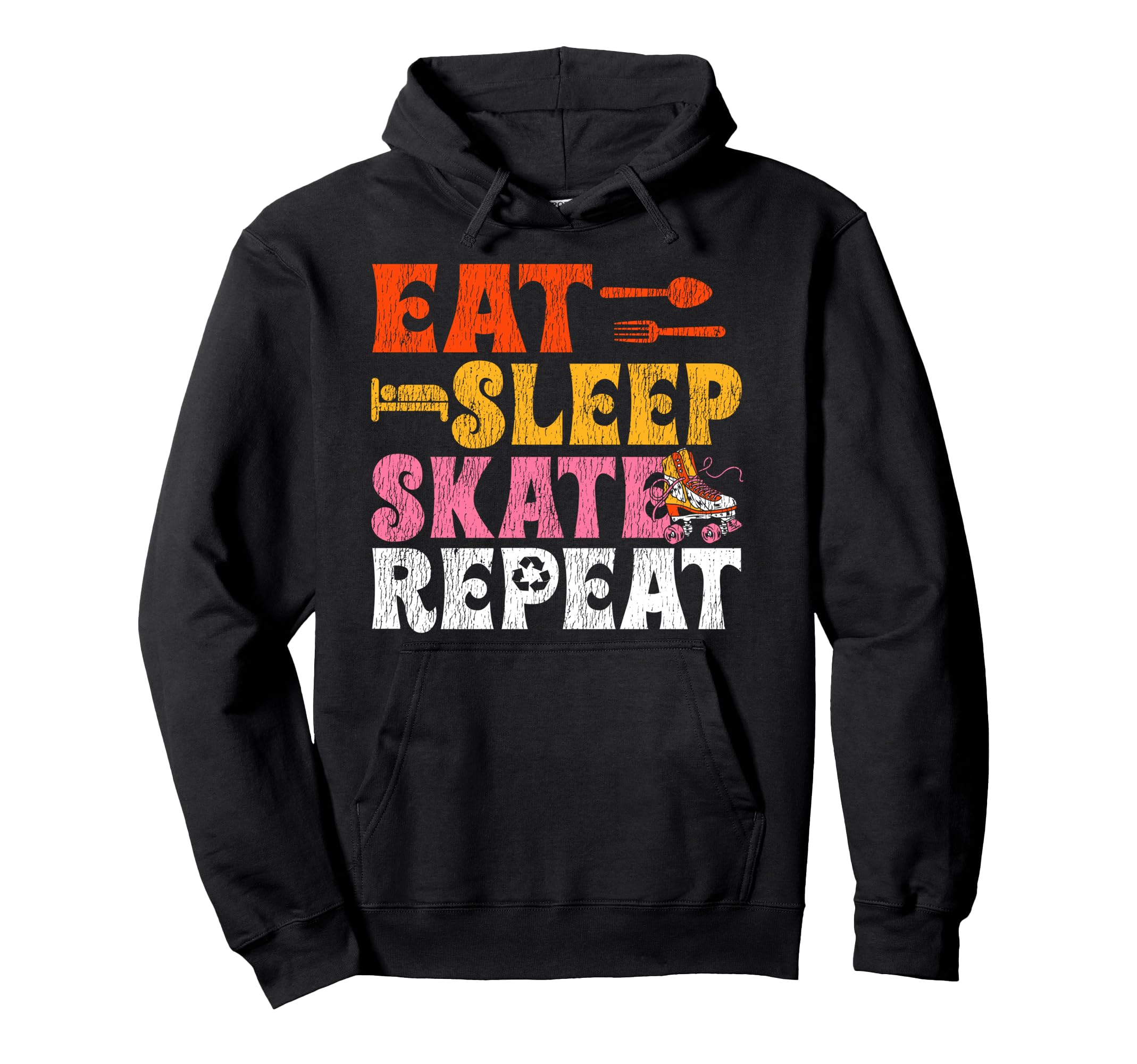 Roller Skating Skate 1970S Eat Sleep Hoodie - Unique Graphic Men Women - T-Shirt, Sweatshirt, Hoodie