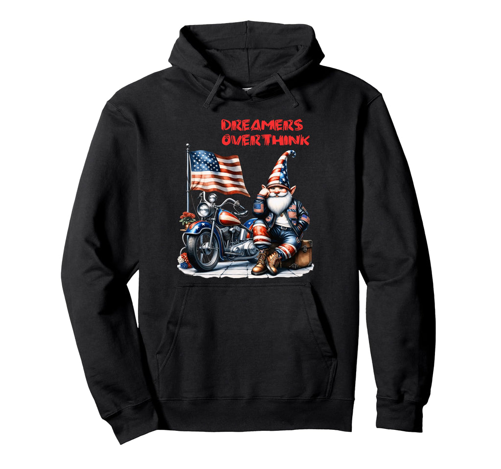 American Patriotic Biker Gnomes Hoodie - Minimalist Print Men Women - T-Shirt, Sweatshirt, Hoodie