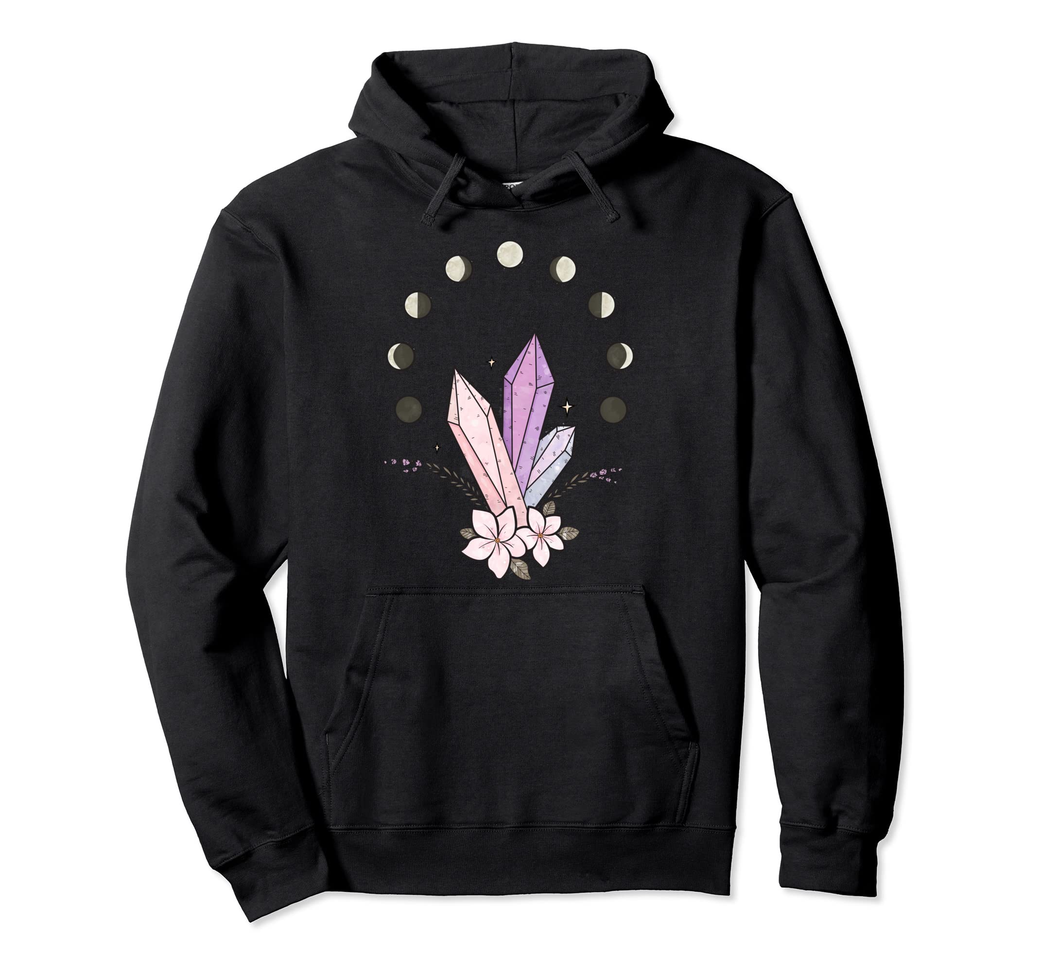 Healing Crystals Good Energy Moon Hoodie - Fun Novelty Design for Adults - T-Shirt, Sweatshirt, Hoodie
