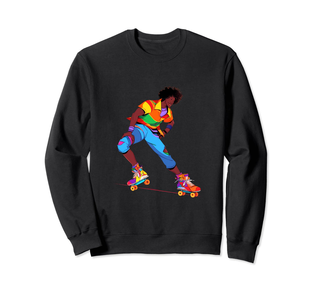 Roller Skating Afro Roller Sweatshirt - Aesthetic Graphic for Adults - T-Shirt, Sweatshirt, Hoodie