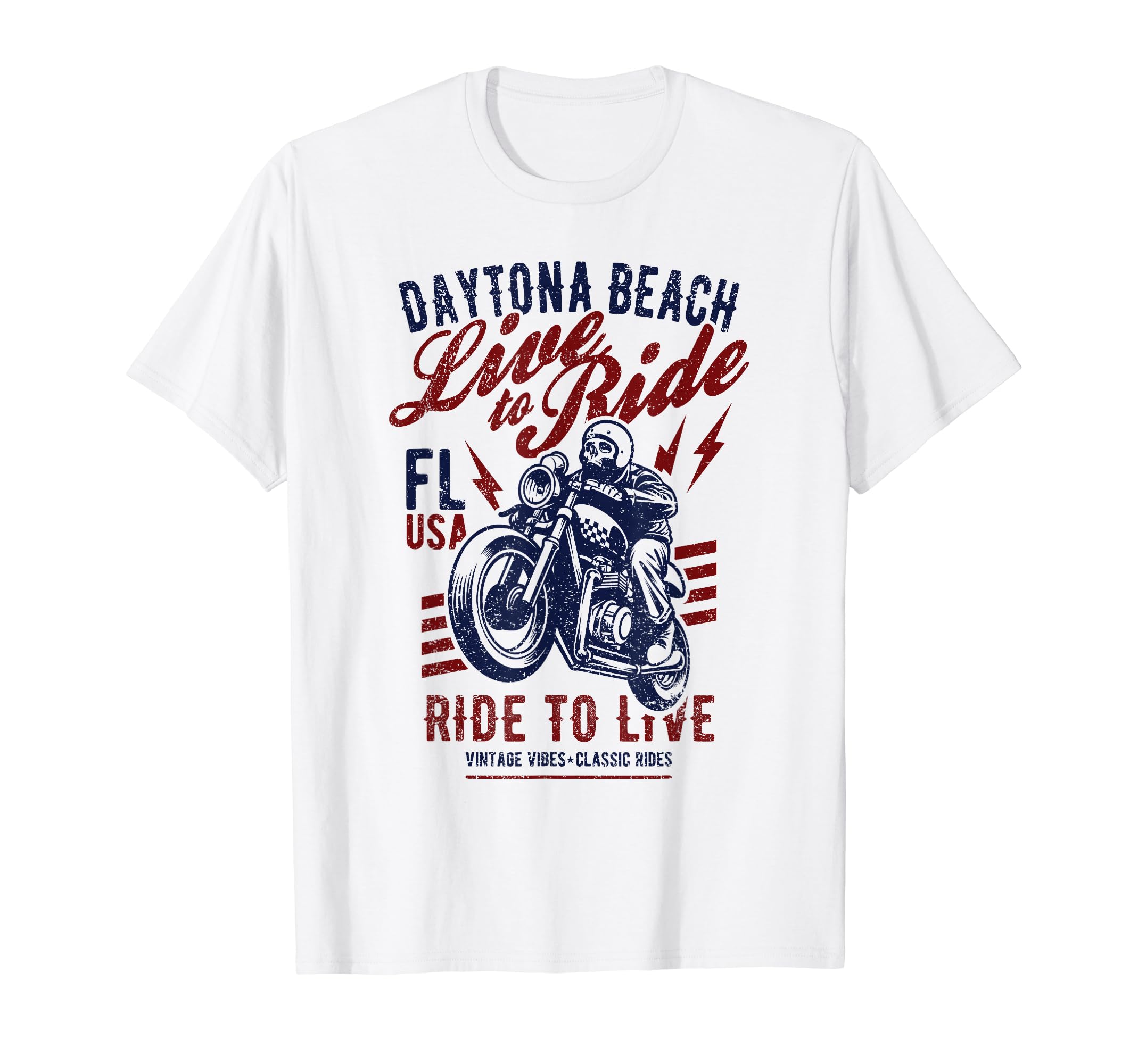Daytona Beach Florida Motorcycle Skull T-Shirt - Novelty Apparel Unisex - T-Shirt, Sweatshirt, Hoodie
