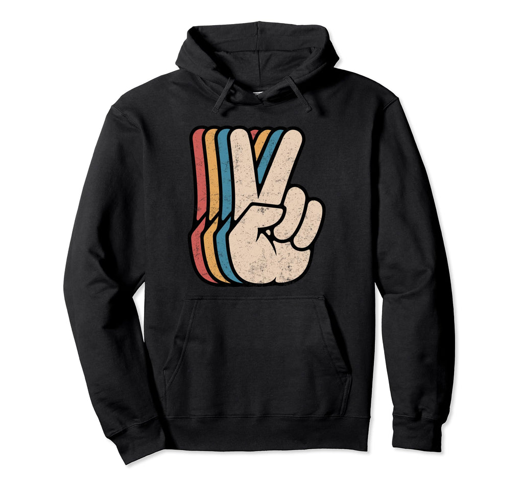 Peace Sign V Fingers 60S 70S 80S Hoodie - Aesthetic Graphic Unisex - T-Shirt, Sweatshirt, Hoodie