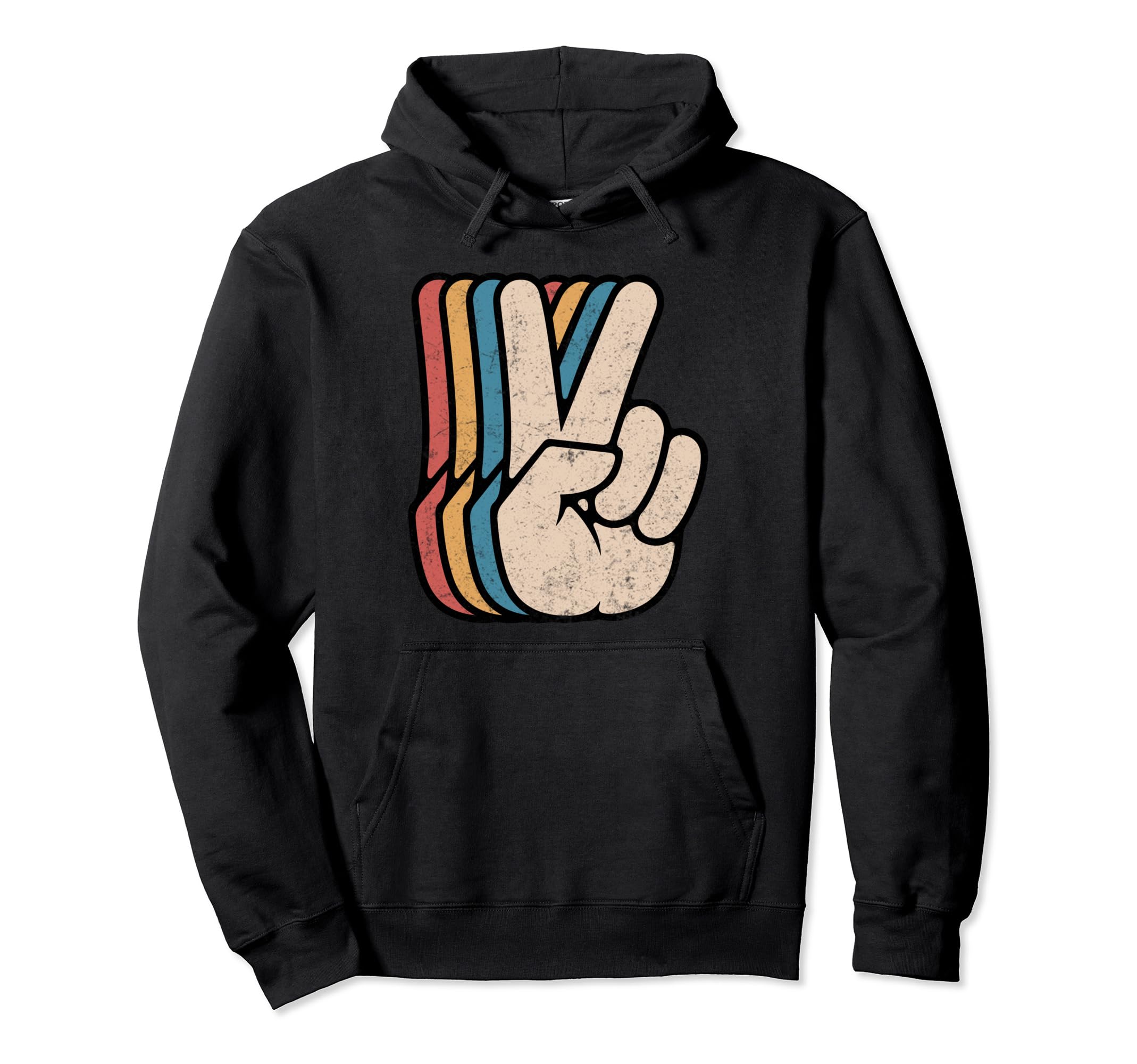 Peace Sign V Fingers 60S 70S 80S Hoodie - Aesthetic Graphic Unisex - T-Shirt, Sweatshirt, Hoodie