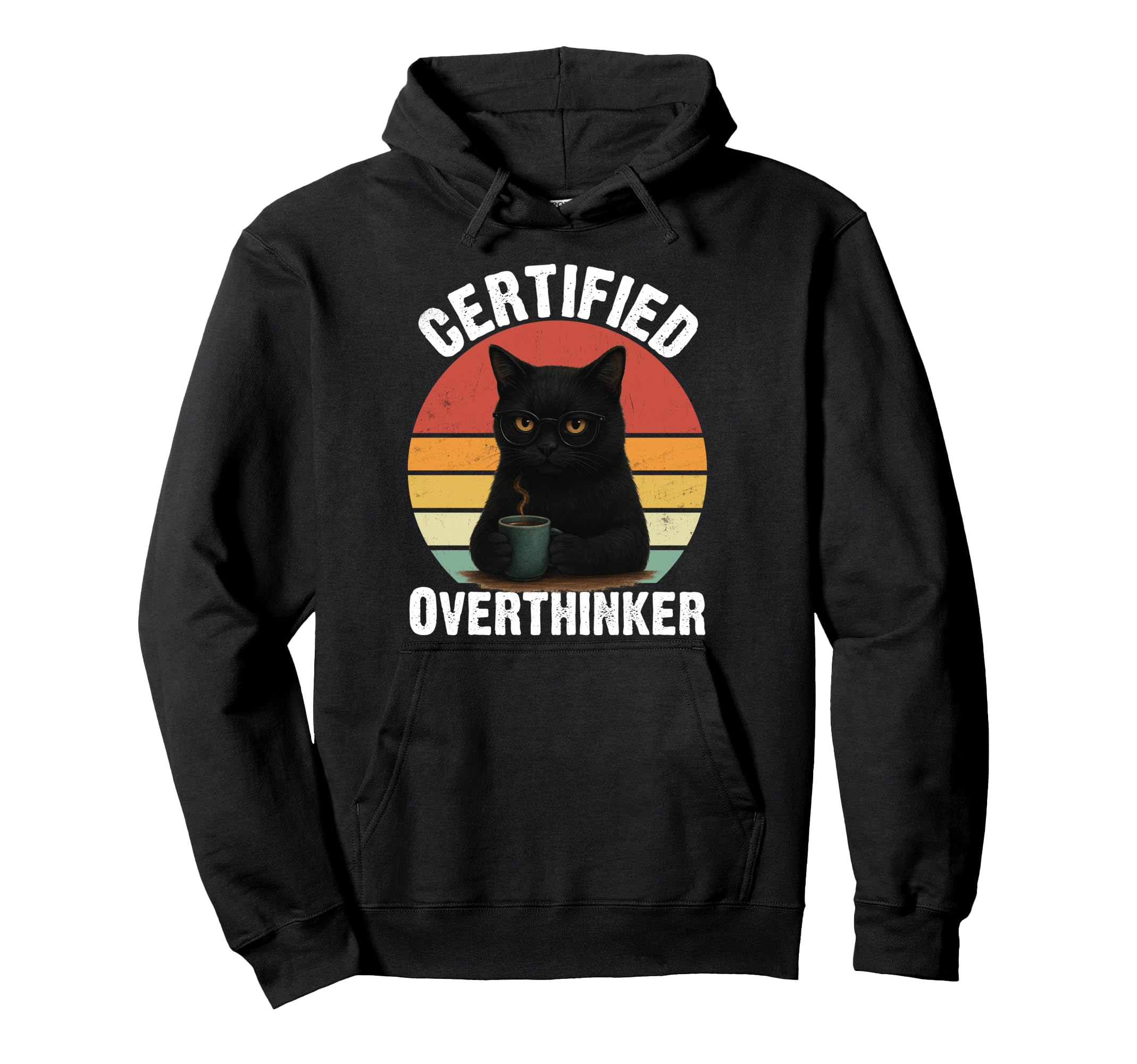 Certified Overthinker Funny Coffee Hoodie - Unique Graphic for Adults - T-Shirt, Sweatshirt, Hoodie