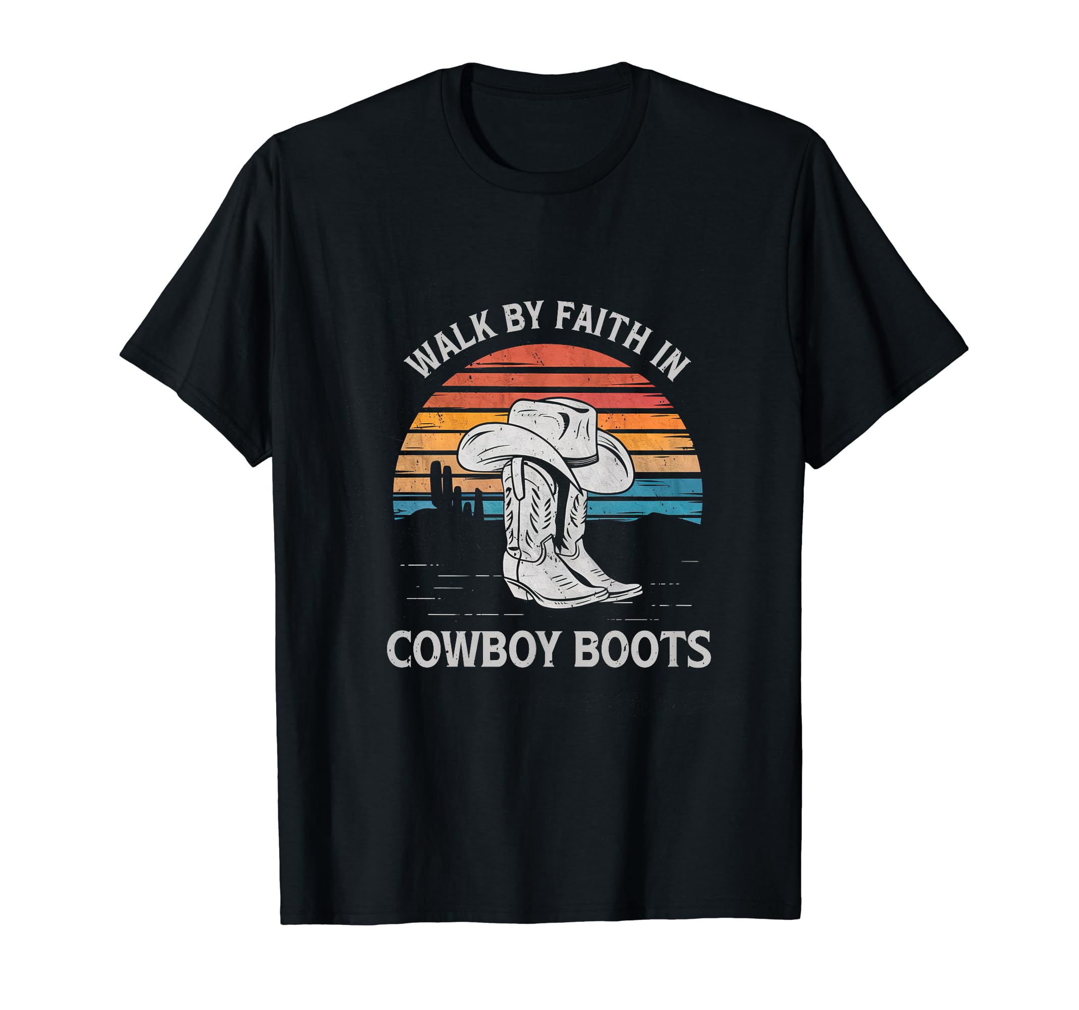 Walk Faith Cowboy Boots Western T-Shirt - Minimalist Print for Adults - T-Shirt, Sweatshirt, Hoodie