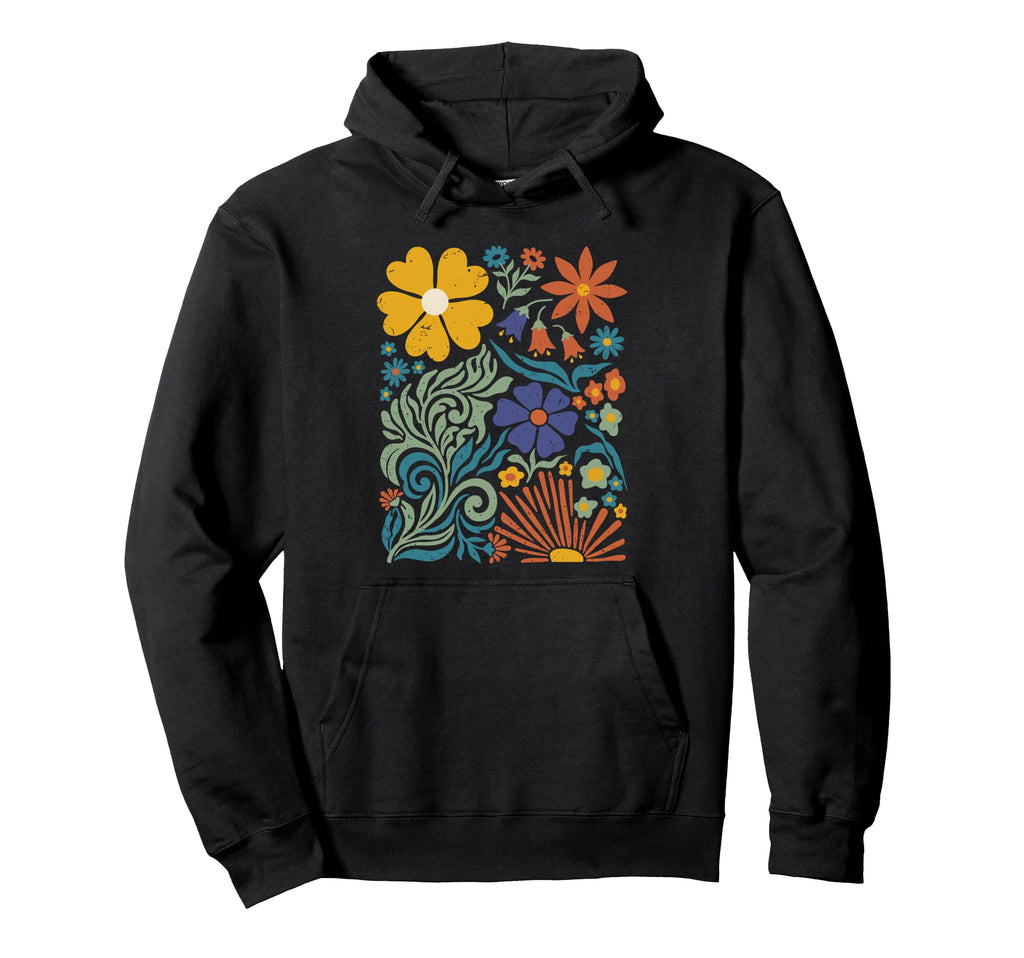 Boho Flower Floral Botanical Hoodie - Casual Everyday Wear for Adults - T-Shirt, Sweatshirt, Hoodie
