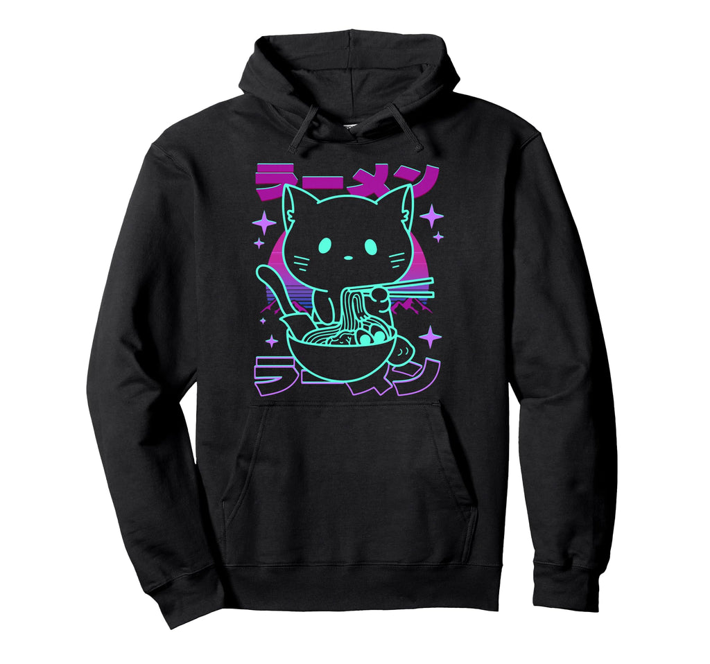 Anime Ramen Cat Japanese Noodles Hoodie - Novelty Apparel Men Women - T-Shirt, Sweatshirt, Hoodie