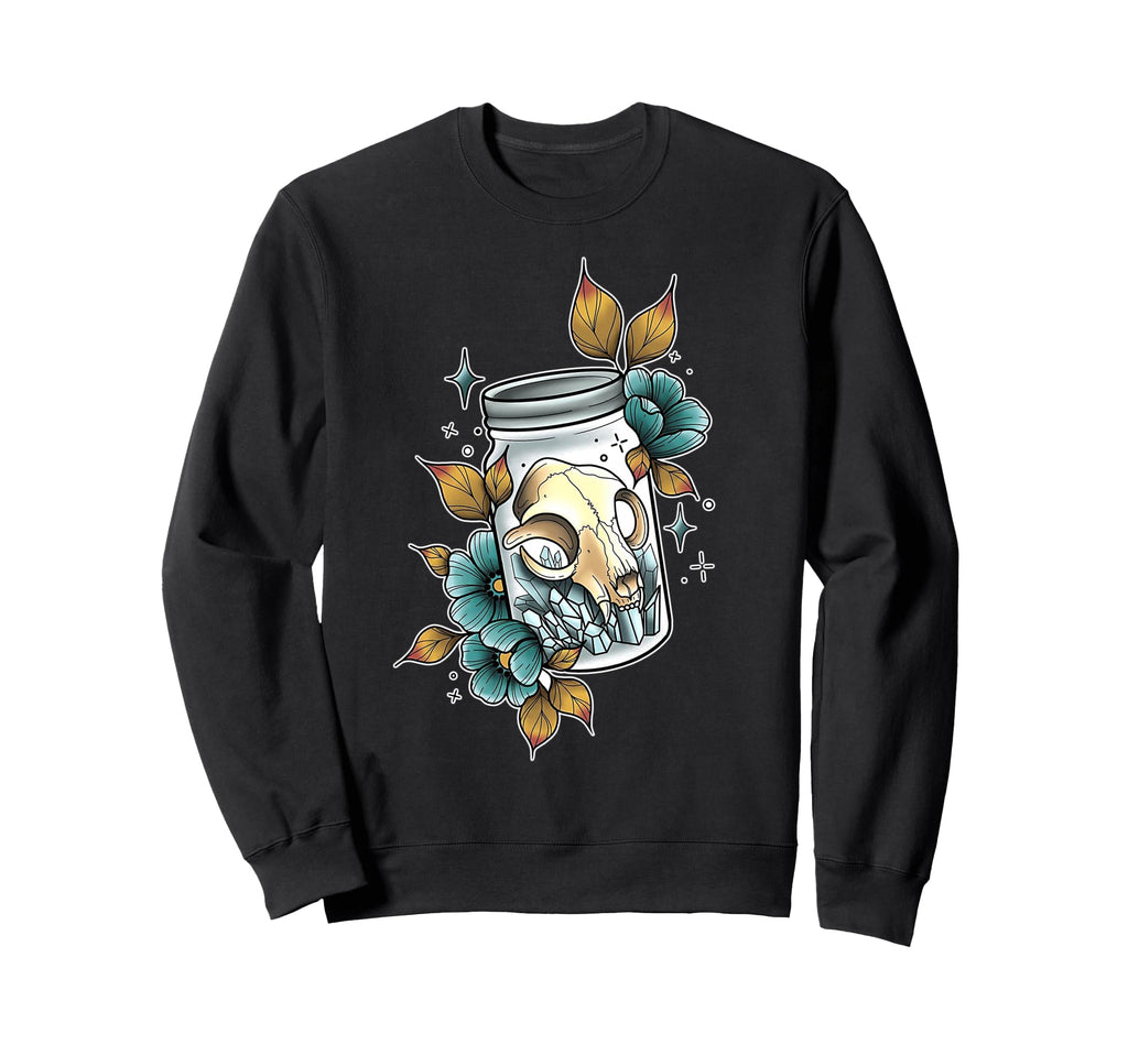 Animal Skull Crystal Jar Neo Sweatshirt - Trendy Graphic Unisex - T-Shirt, Sweatshirt, Hoodie