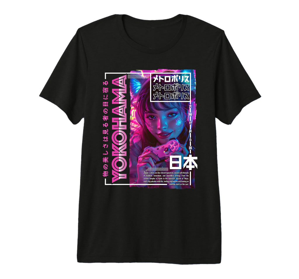 Yokohama City 80S Synthwave E Japan T-Shirt - Novelty Apparel Men Women - T-Shirt, Sweatshirt, Hoodie