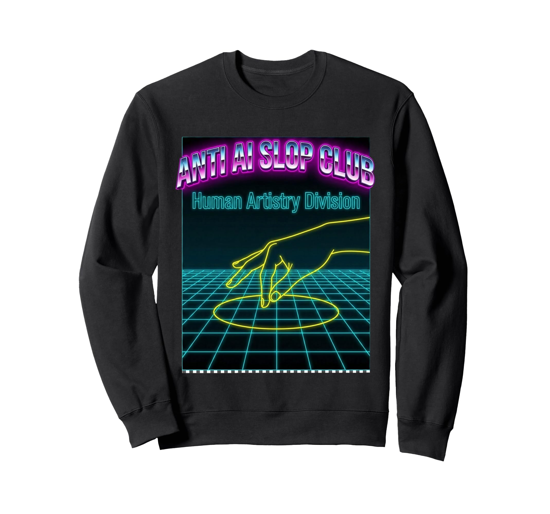 Anti Ai Slop Club Vaporwave Human Sweatshirt - Minimalist Print for Adults - T-Shirt, Sweatshirt, Hoodie