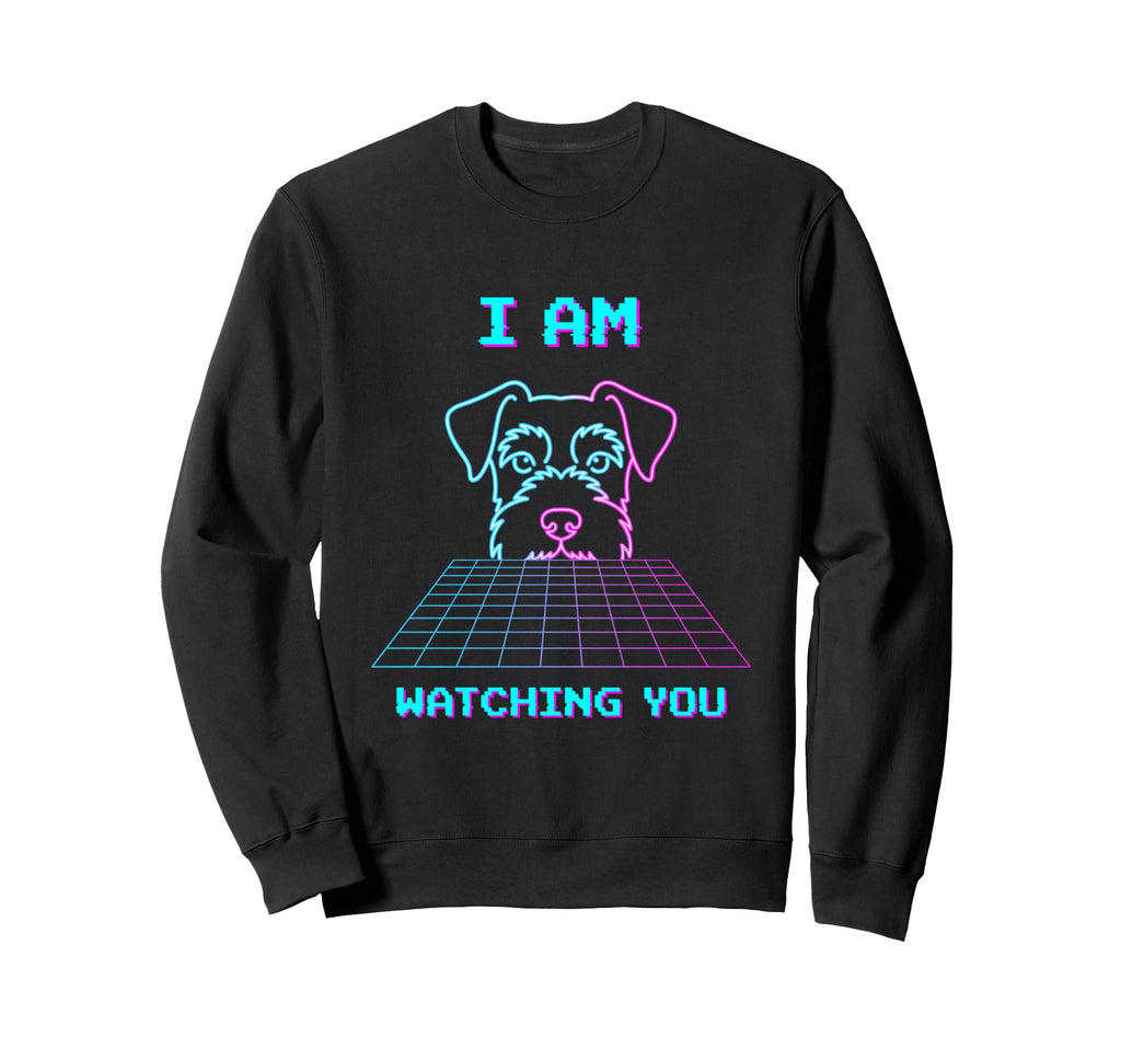 Schnauzer Peeking Synthwave Dog 80S Sweatshirt - Graphic Print Unisex - T-Shirt, Sweatshirt, Hoodie