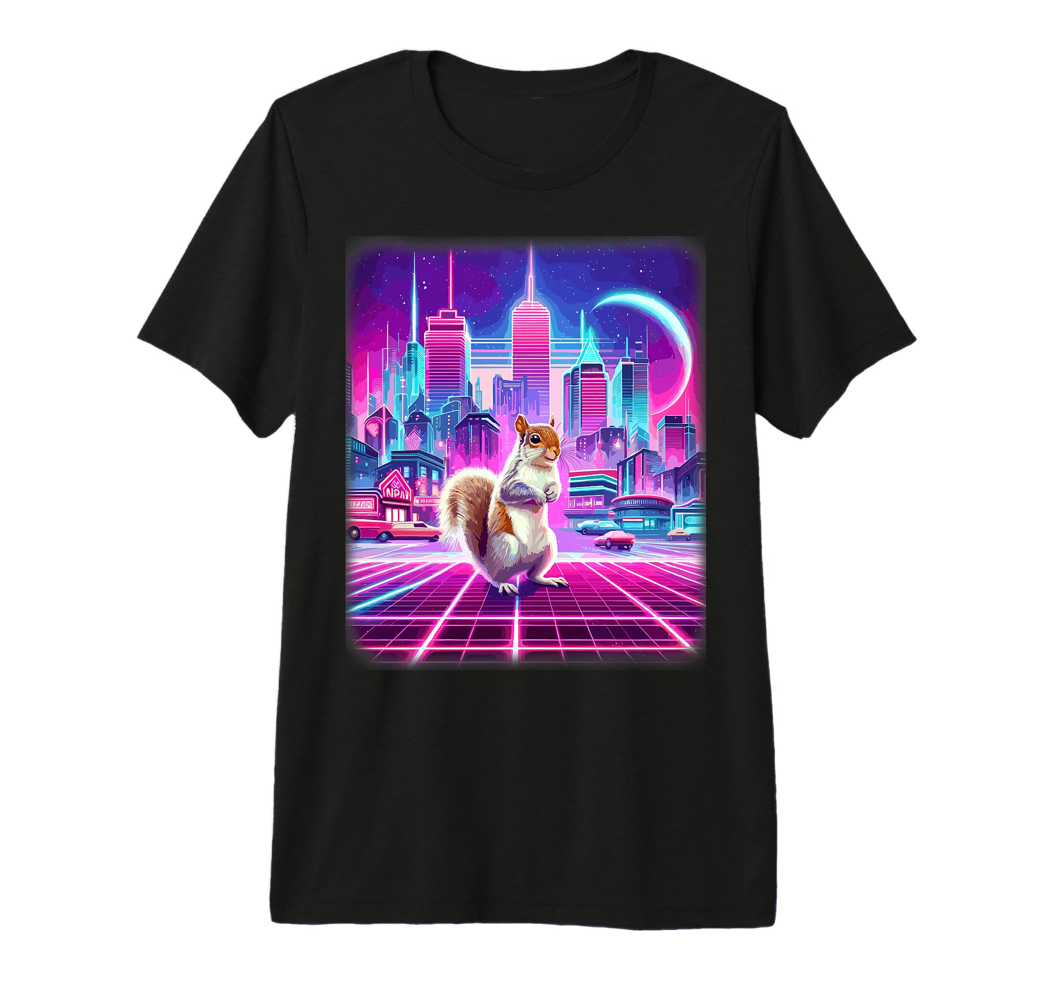 Synthwave Aesthetic Squirrel Lover T-Shirt - Graphic Print for Adults - T-Shirt, Sweatshirt, Hoodie