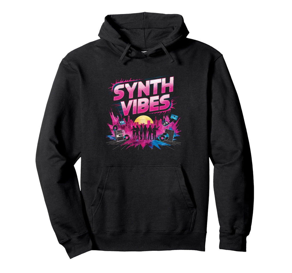 1980S Synthwave Synth Vibes Watercolor Art Hoodie - Graphic Print Unisex - T-Shirt, Sweatshirt, Hoodie