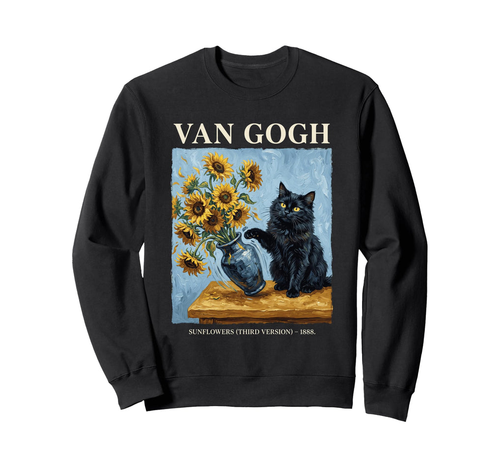 Van Gogh Sunflowers Cat Art Parody Sweatshirt - Streetwear Style Unisex - T-Shirt, Sweatshirt, Hoodie