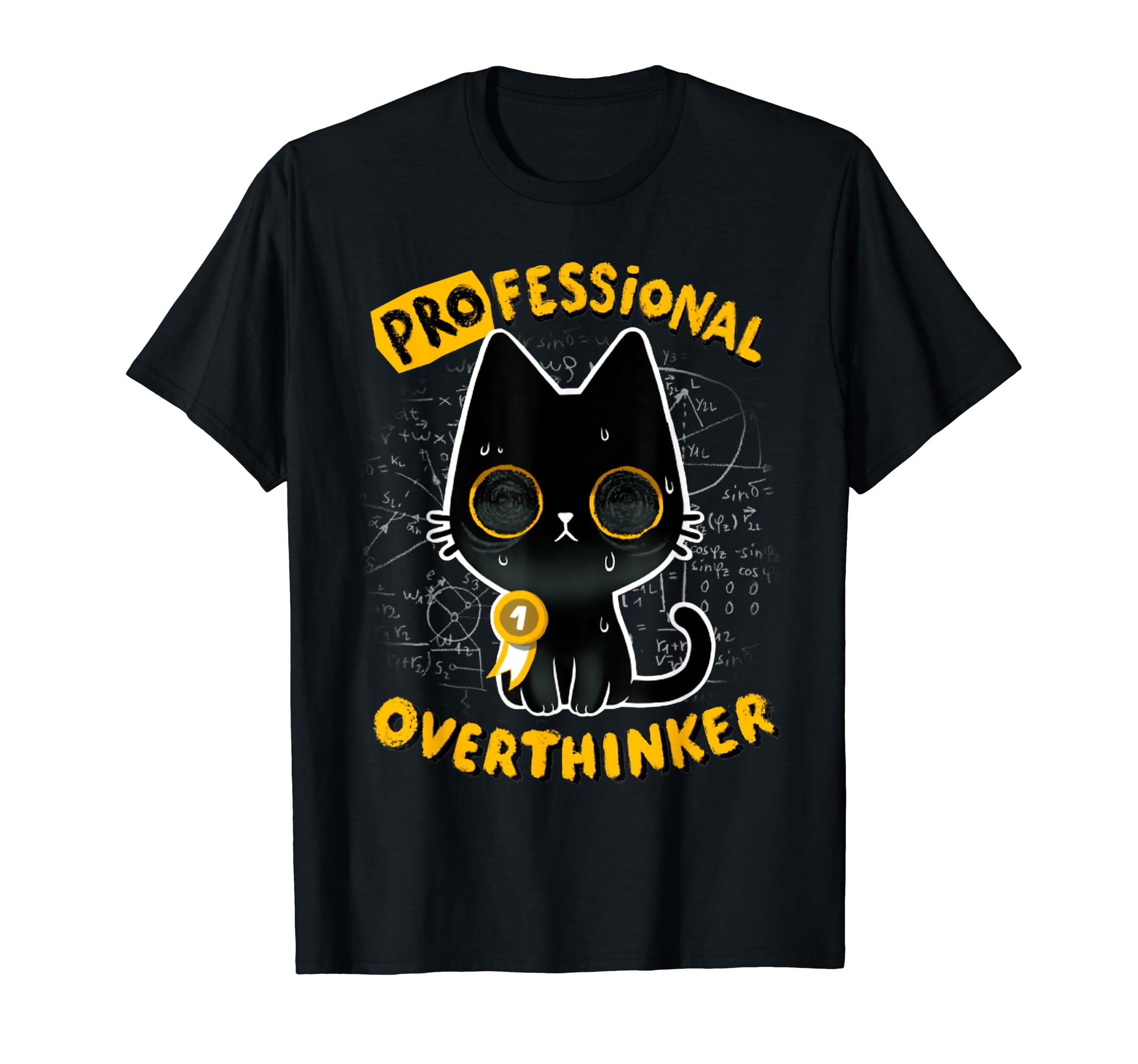 Professinal Overthinker Cat T-Shirt - Aesthetic Graphic for Adults - T-Shirt, Sweatshirt, Hoodie